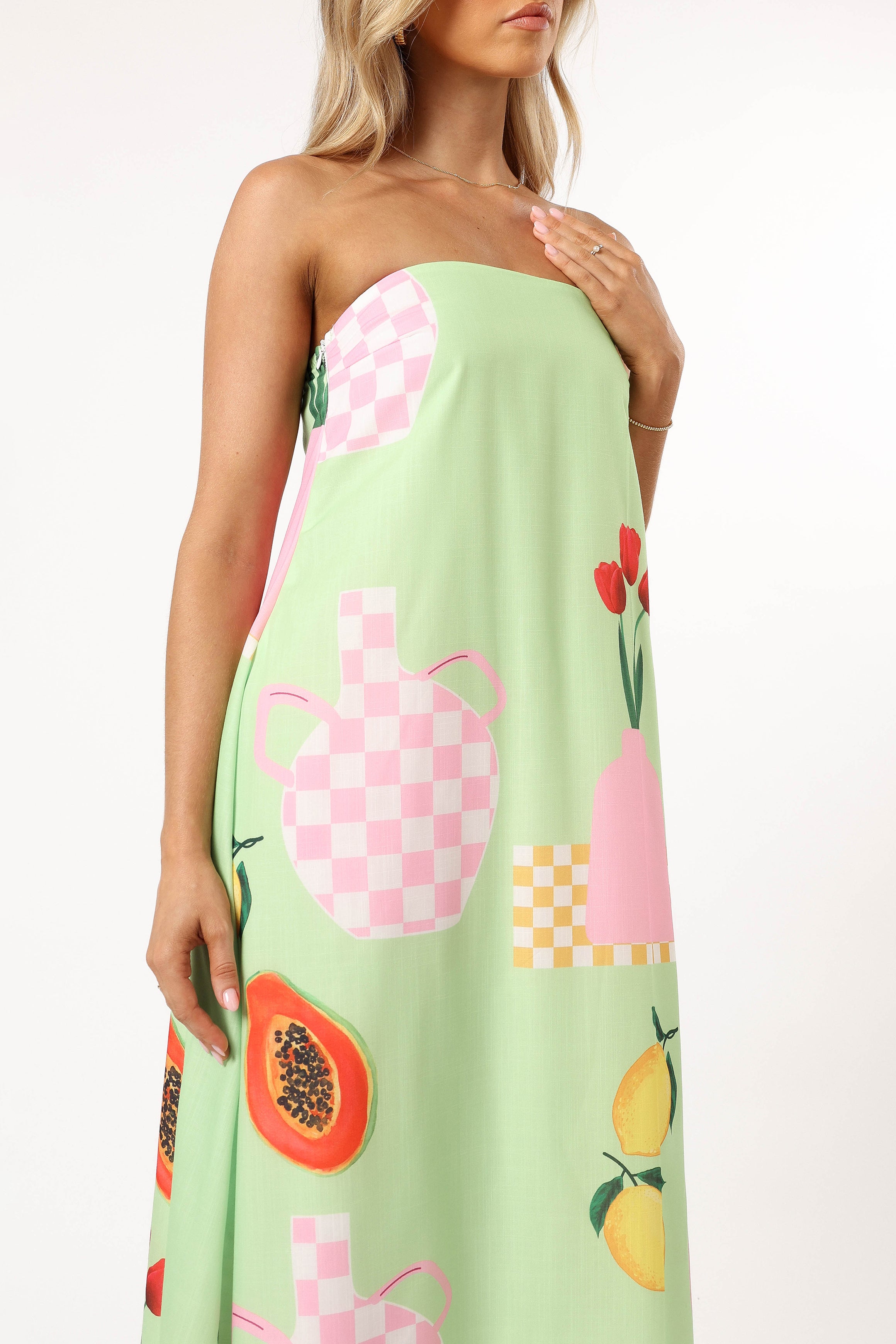 Piccolo Strapless Maxi Dress - Green Papaya