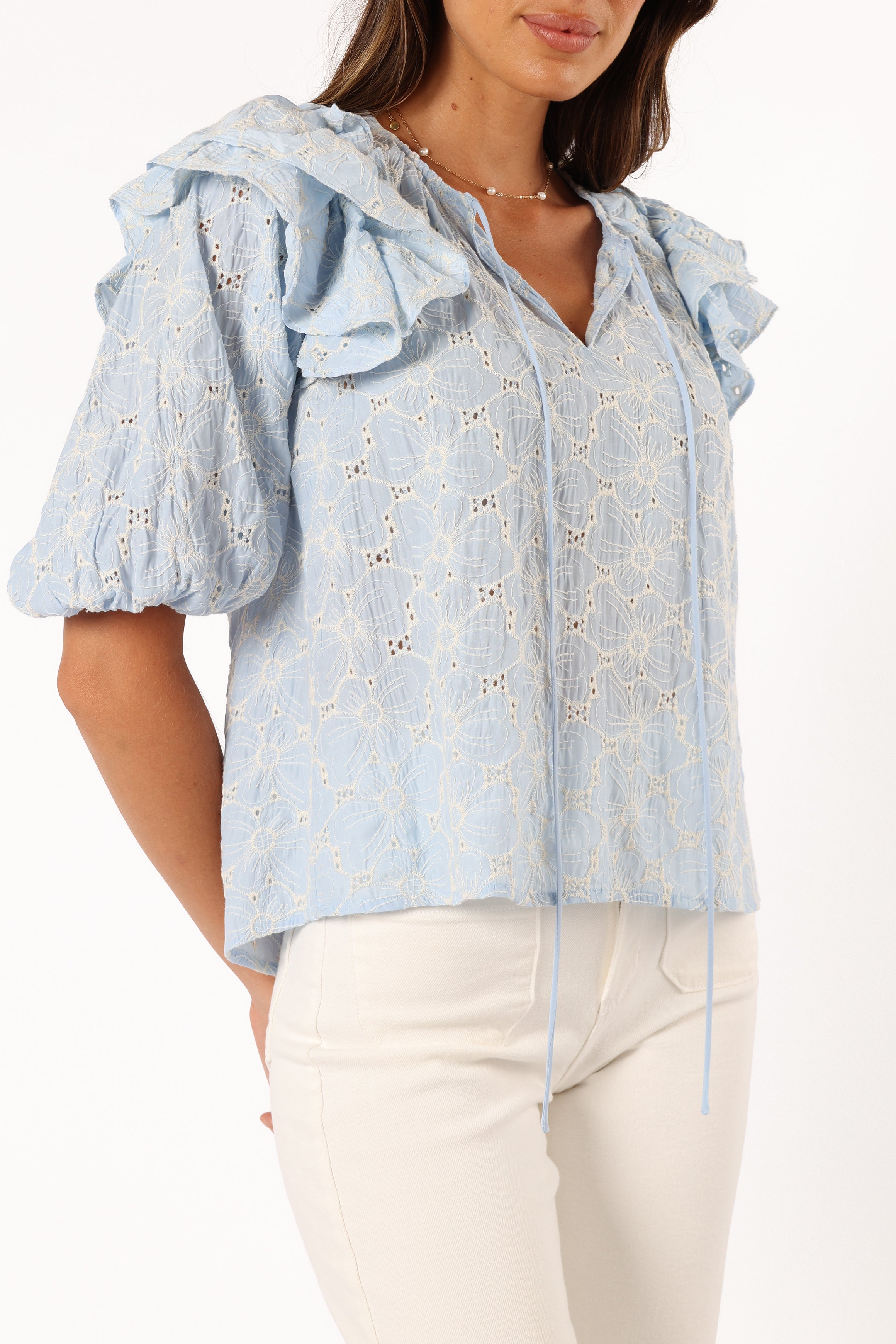 Iris Ruffled Top - Blue