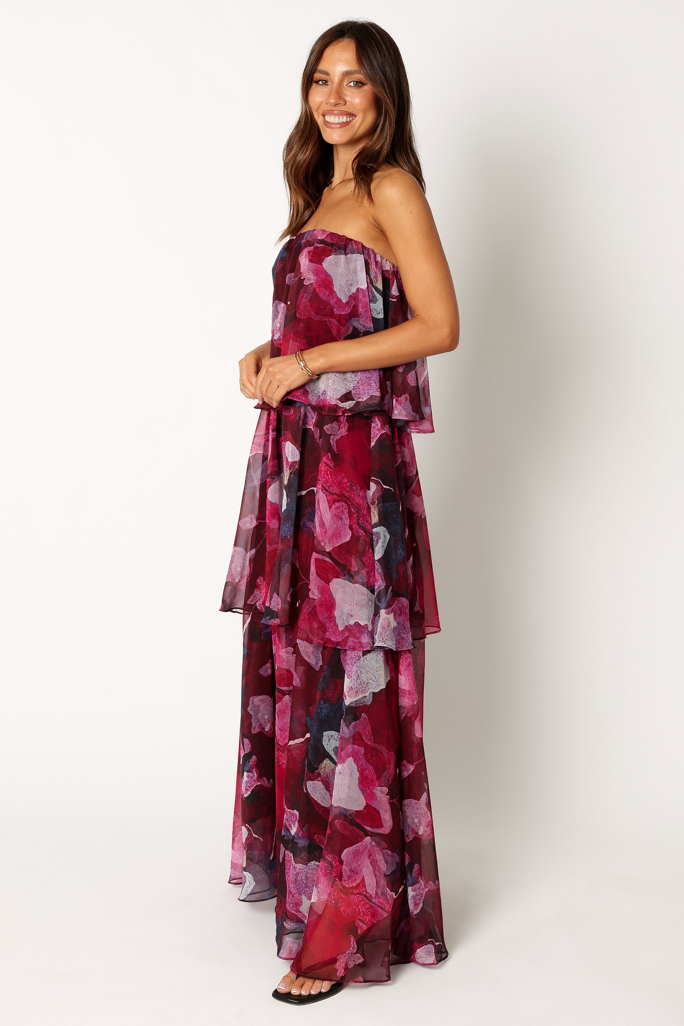 Bloom Strapless Maxi Dress - Purple Floral