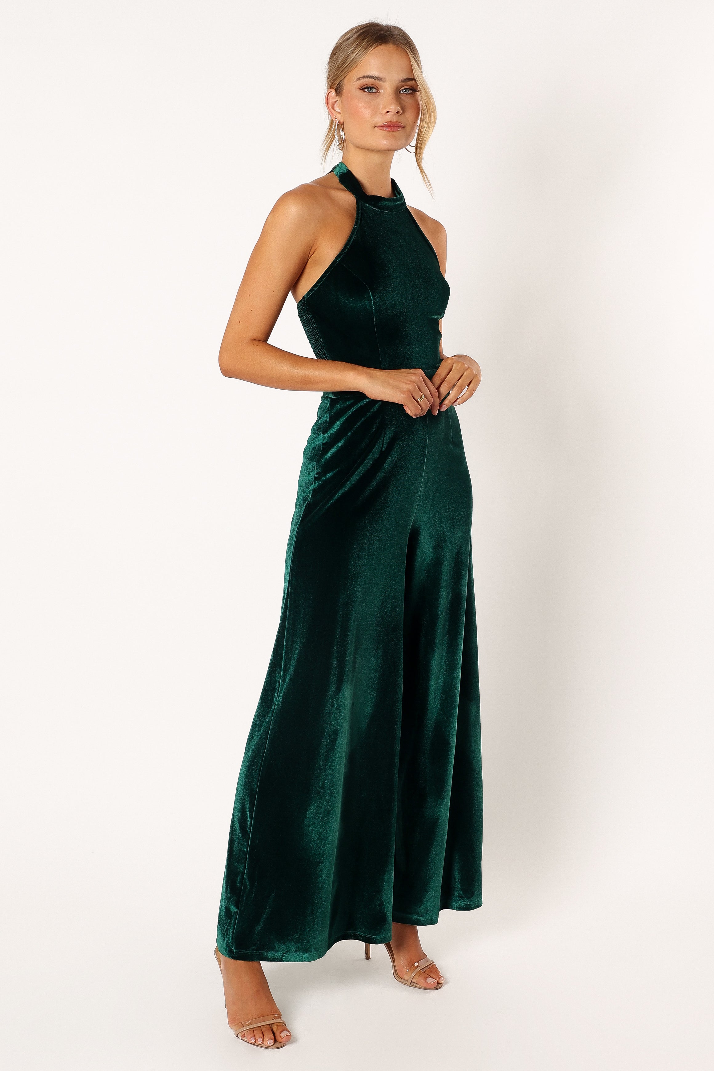 Aria Velvet Jumpsuit - Emerald