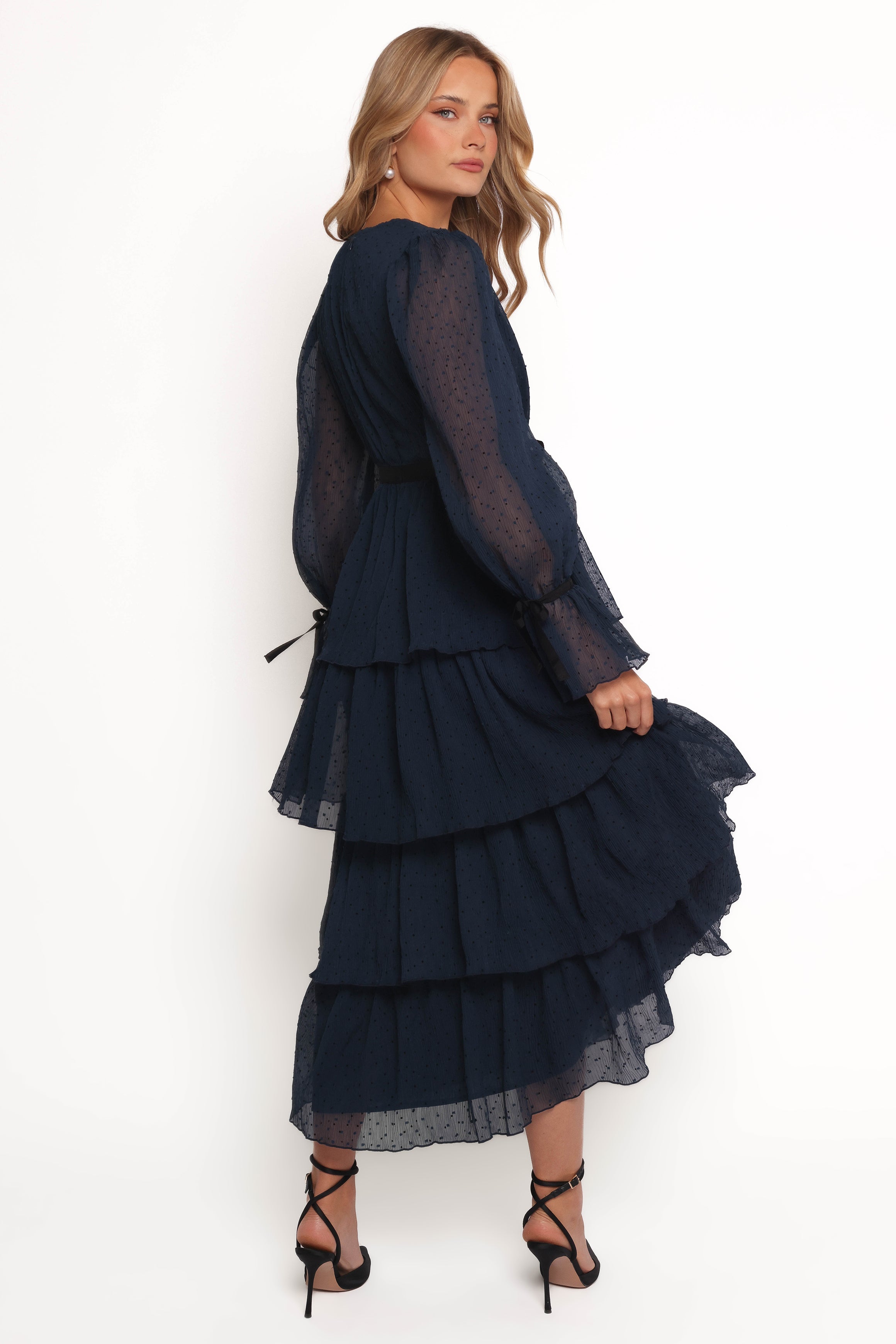 Antoinette Long Sleeve Tiered Maxi Dress - Navy