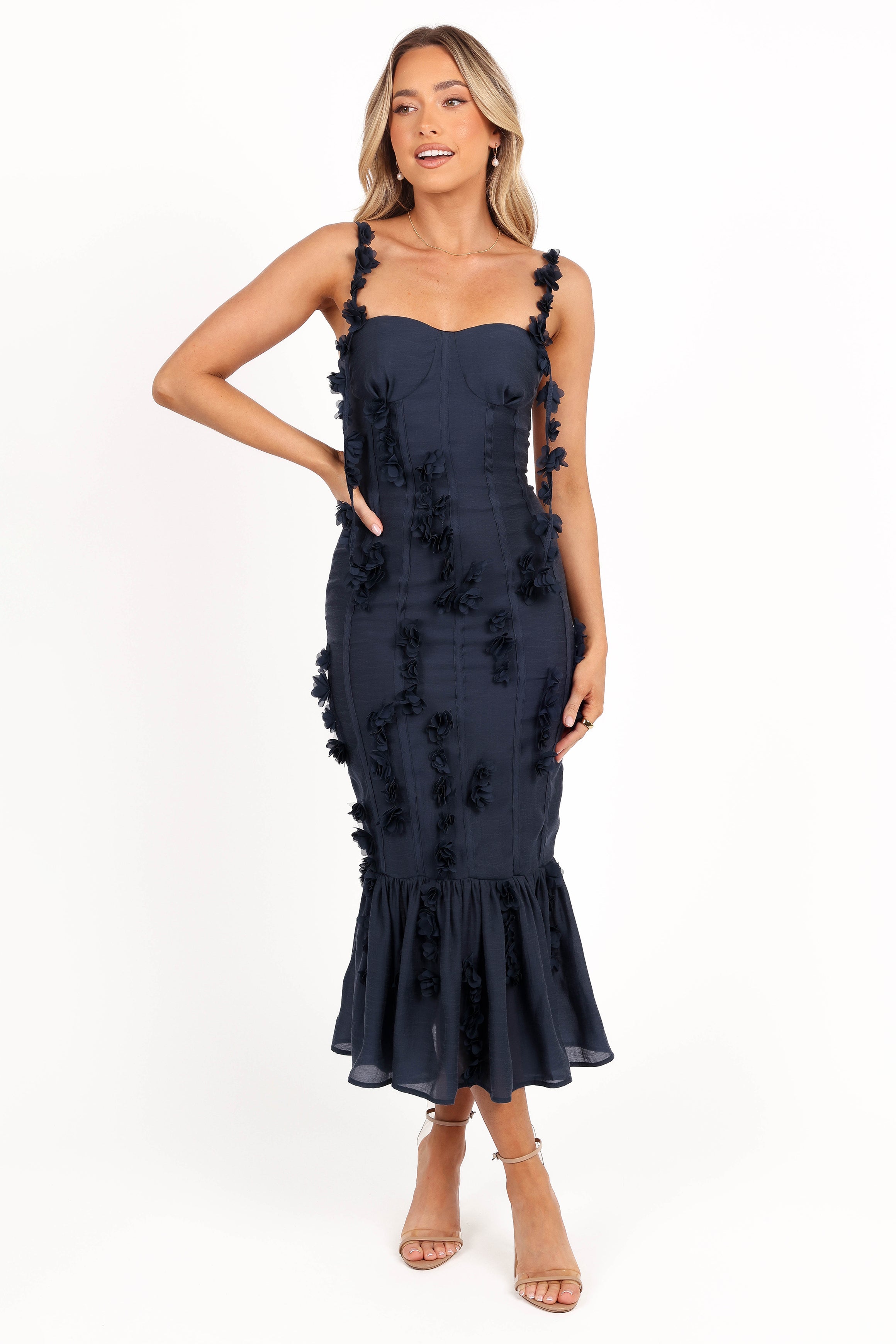 Posedly Midi Dress - Navy