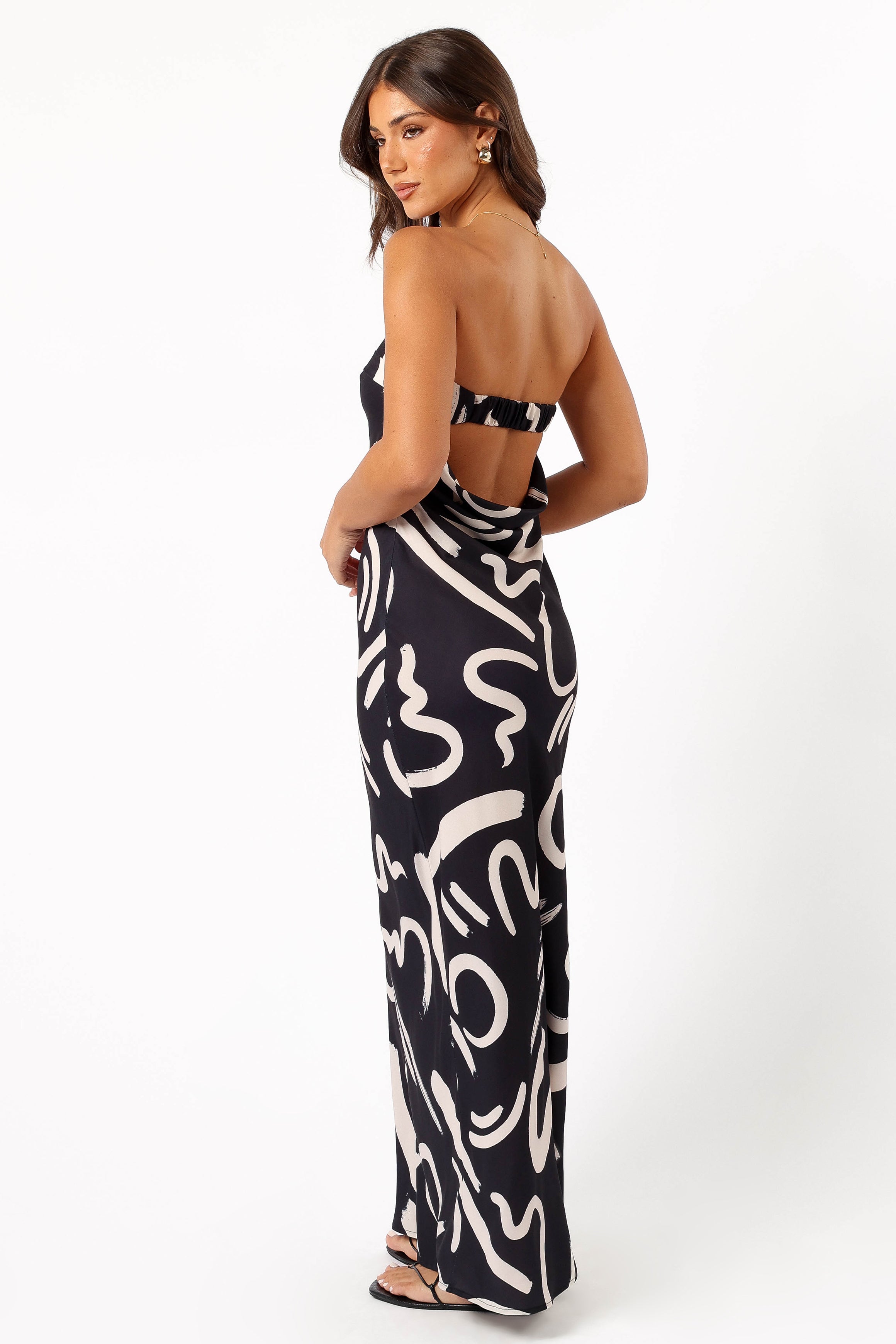 Remmie Strapless Maxi Dress - Black/White