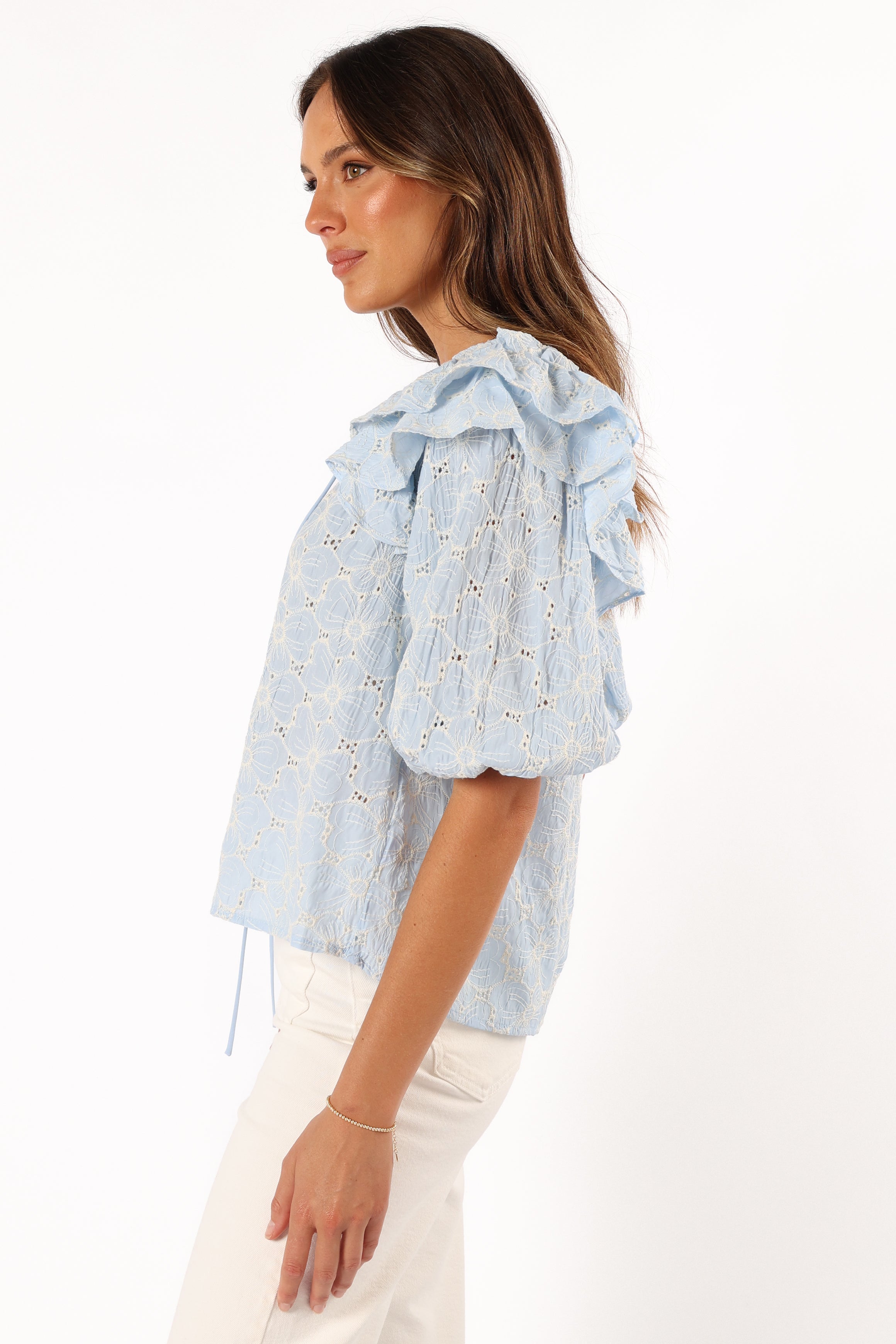 Iris Ruffled Top - Blue