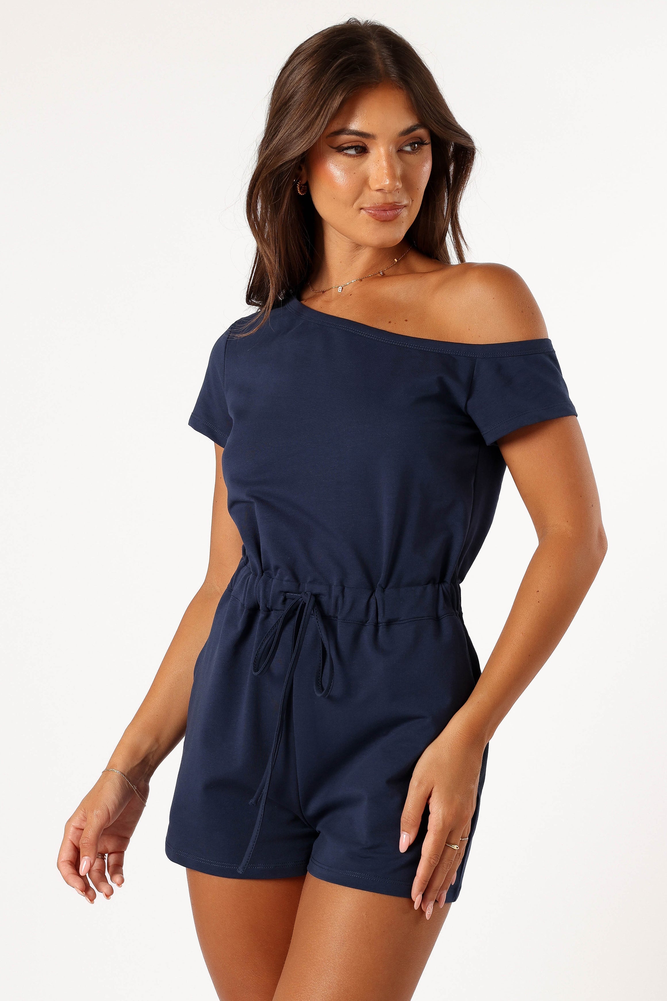 Cecilia Off Shoulder Romper - Navy