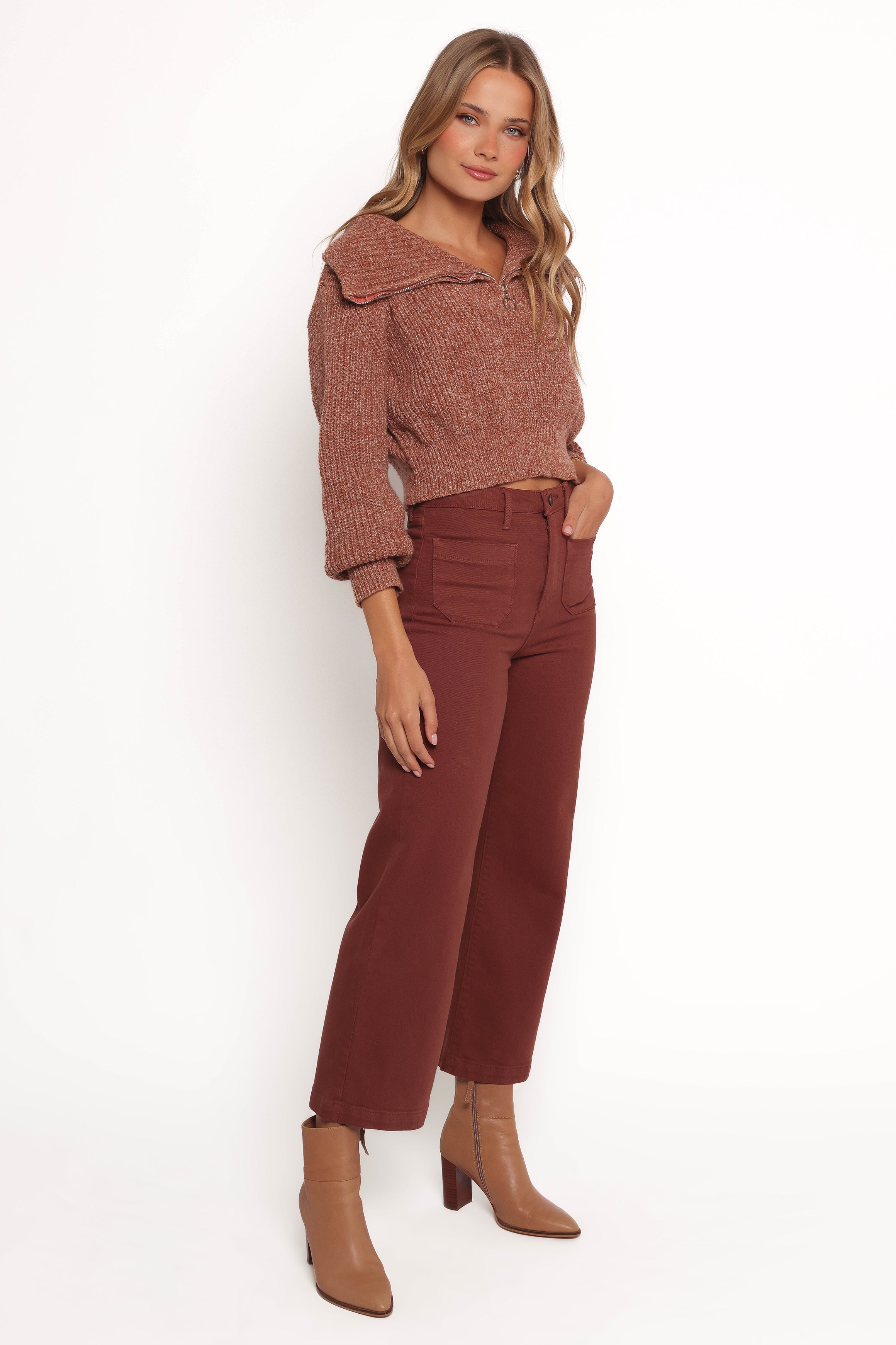 Noah High Rise Wide Leg Jean - Bronze