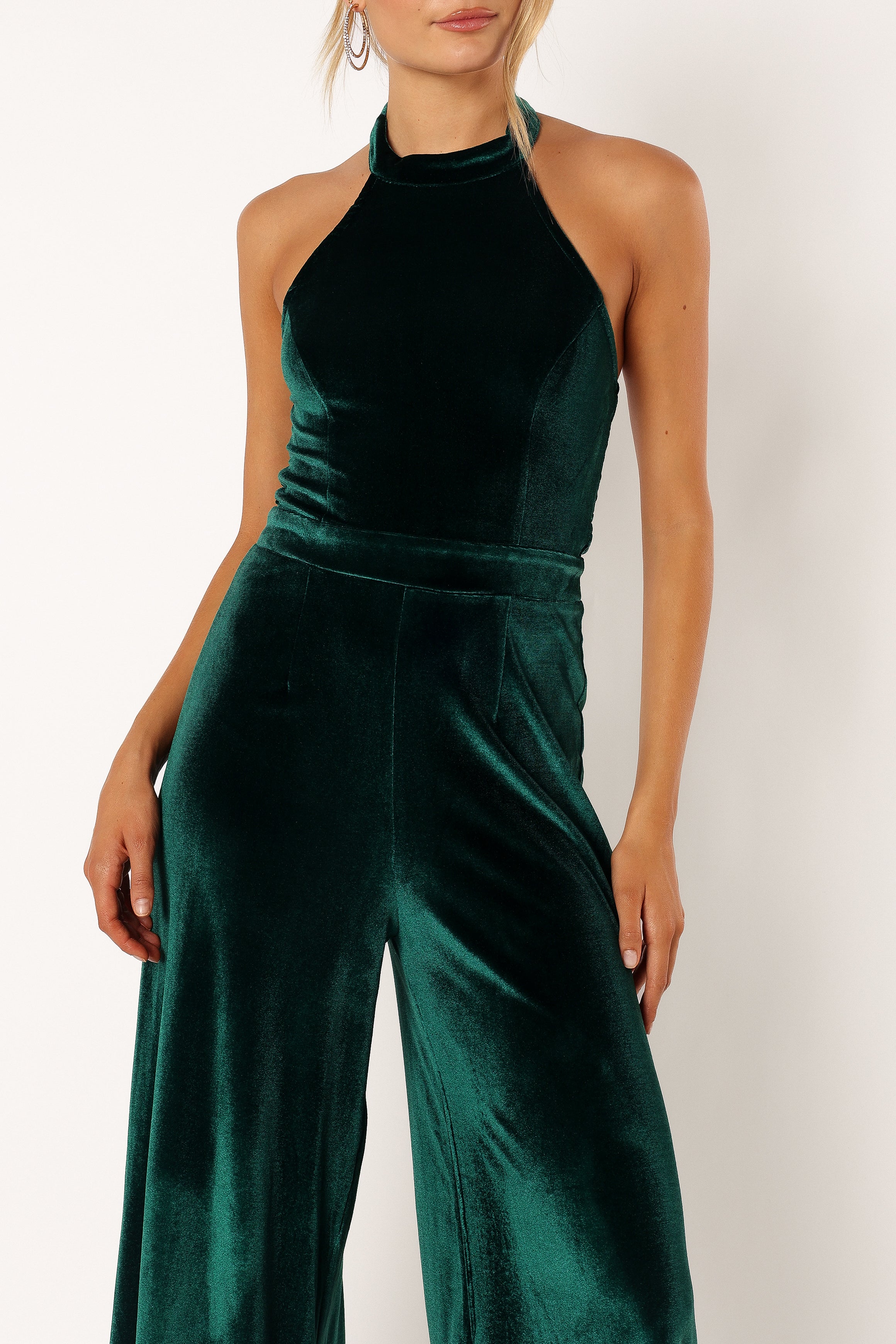 Aria Velvet Jumpsuit - Emerald