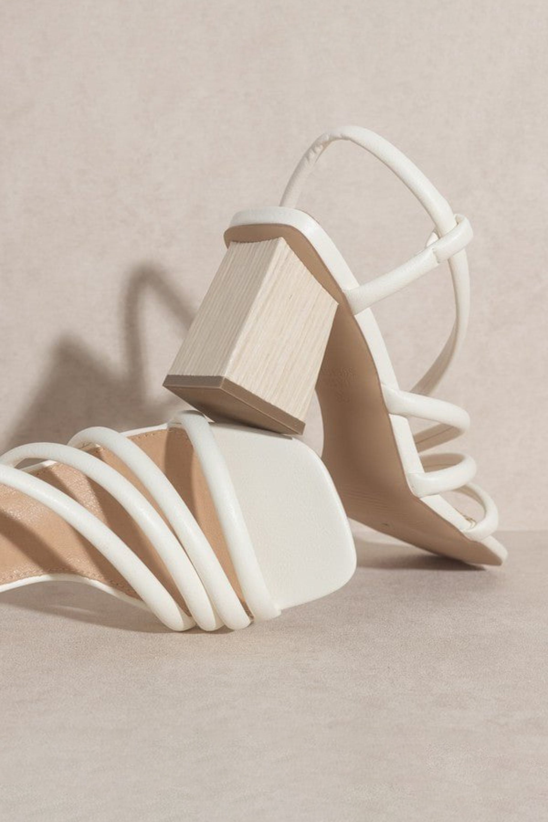 Ashley Wooden Heel Sandal - White