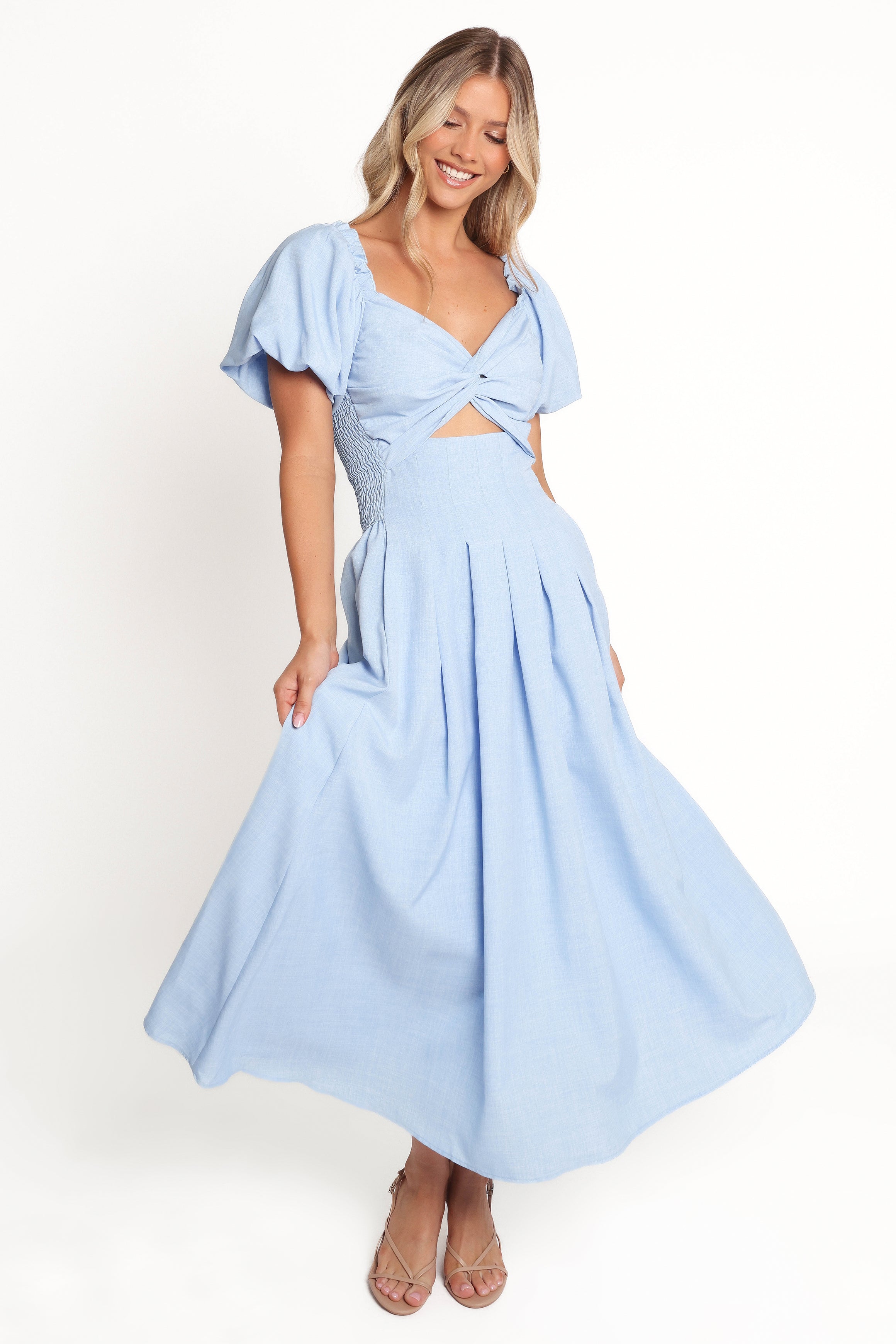 Cintra Puff Sleeve Maxi Dress - Blue