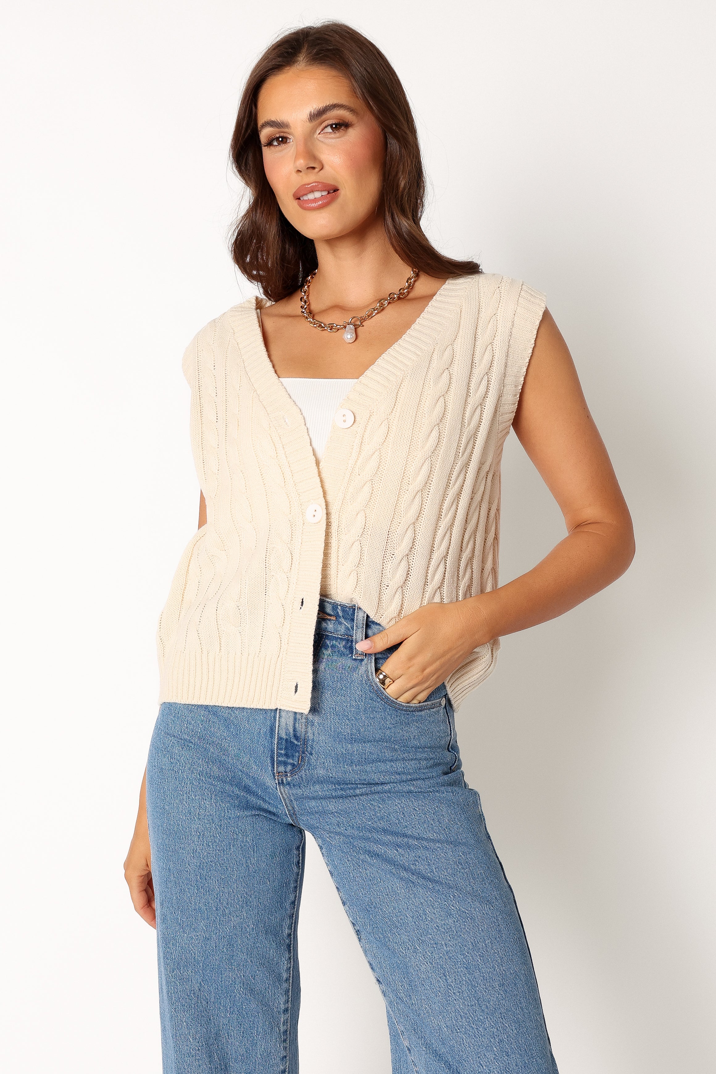 Kyle Knit Vest - Cream