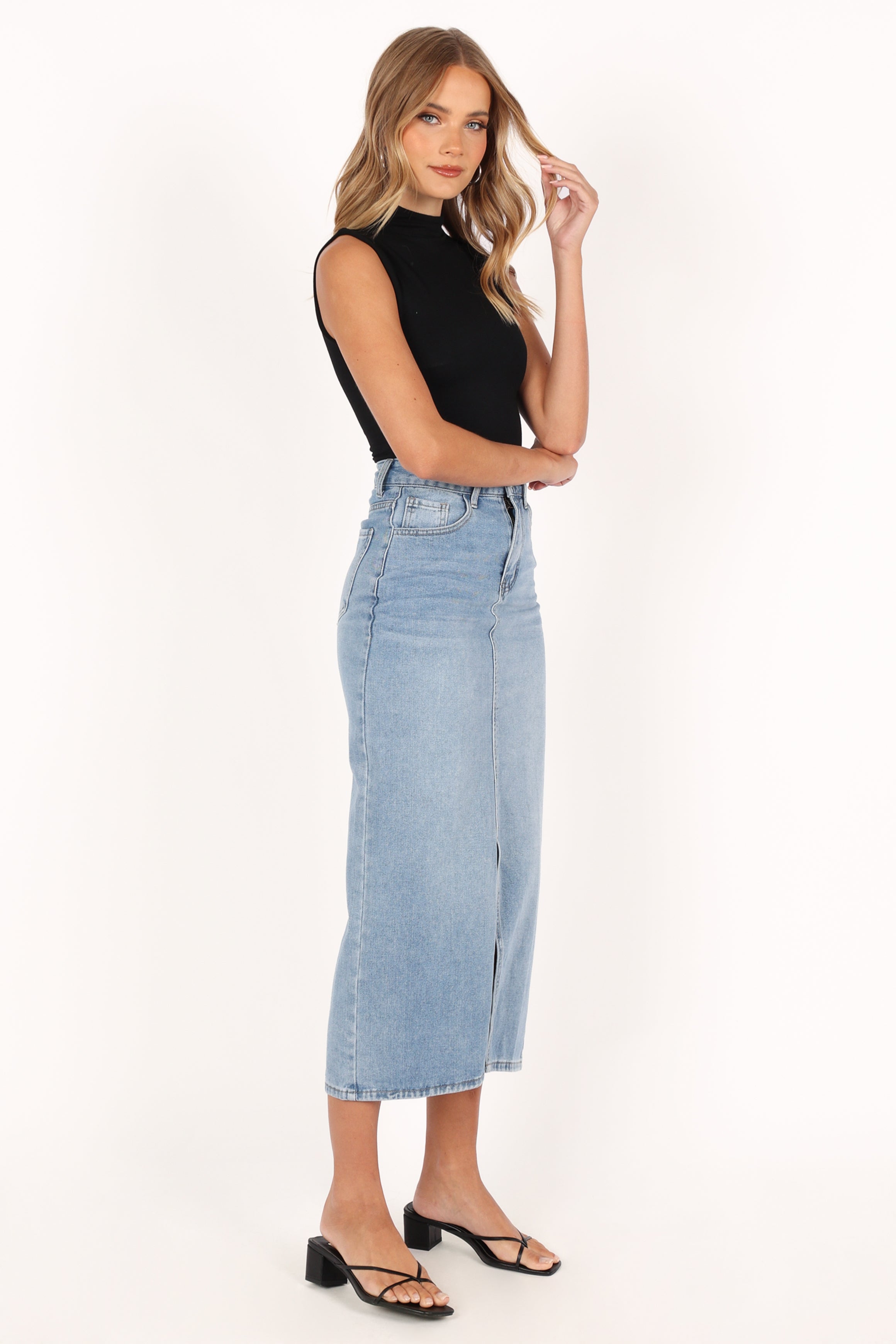 Dana Denim Midi Skirt - Blue Wash