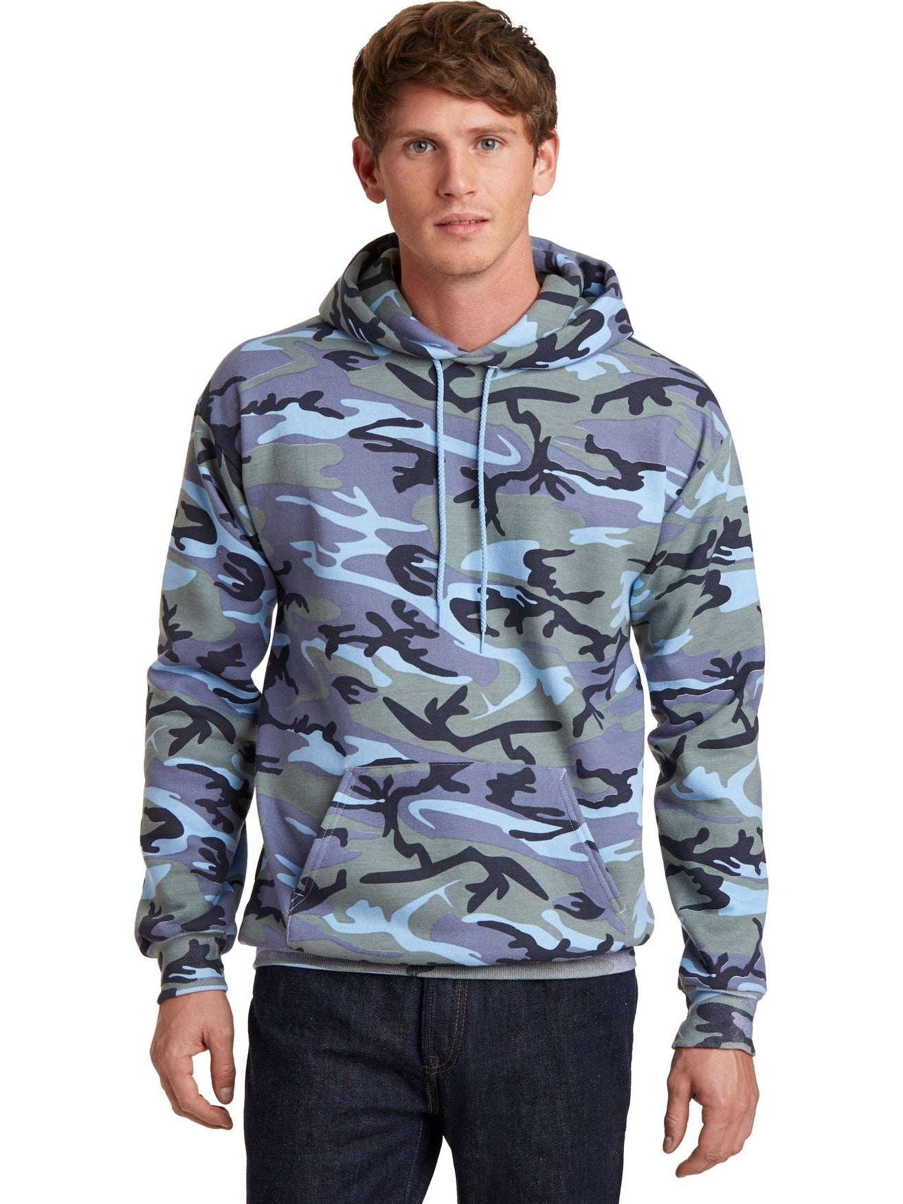 OUTLET-Port & Company Core Fleece Camo Pullover Hooded Sweatshirt