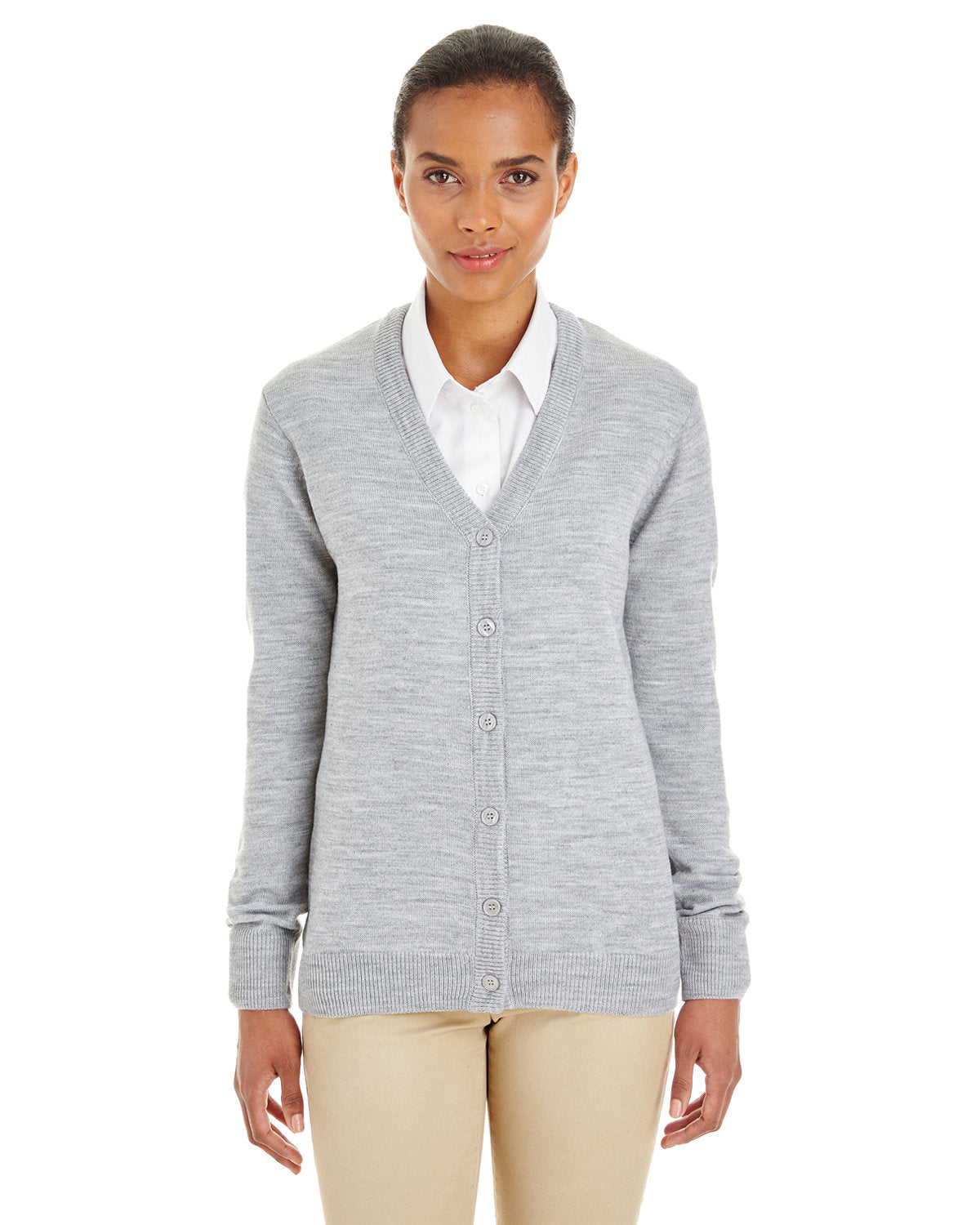 OUTLET-Harriton Ladies Pilbloc V-Neck Button Cardigan Sweater