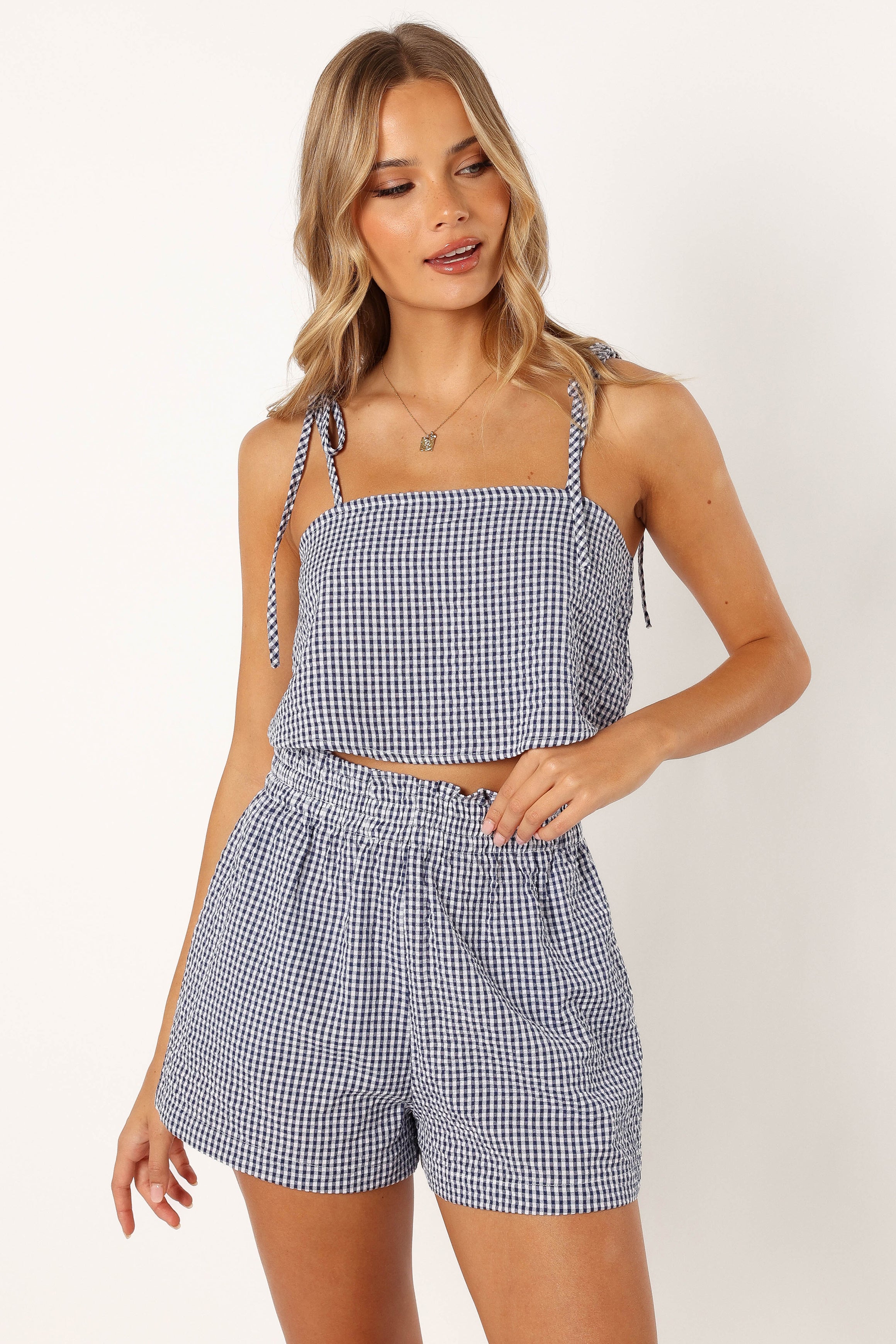 Callum Short Set - Navy Gingham