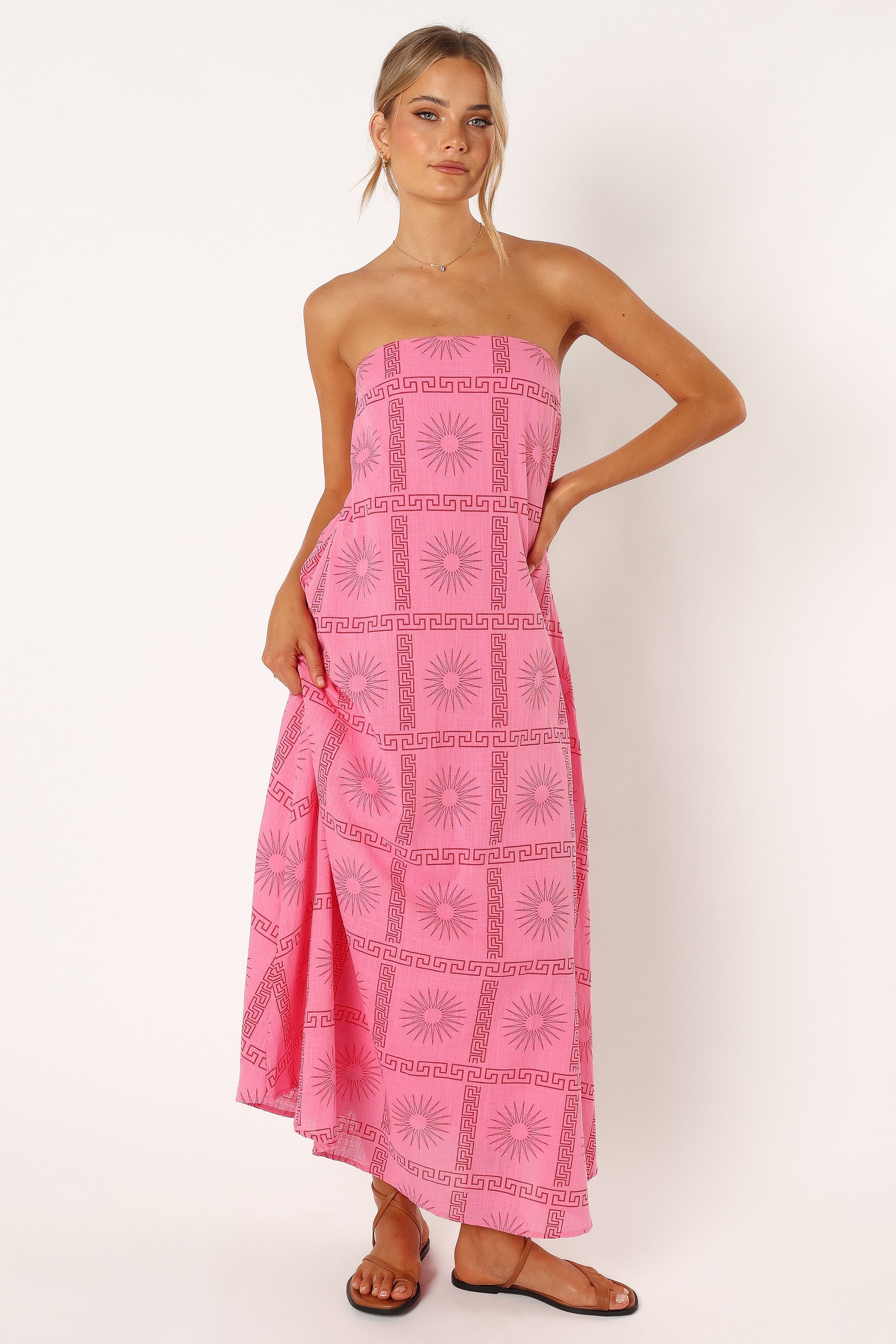 Soph Strapless Maxi Dress - Pink Red