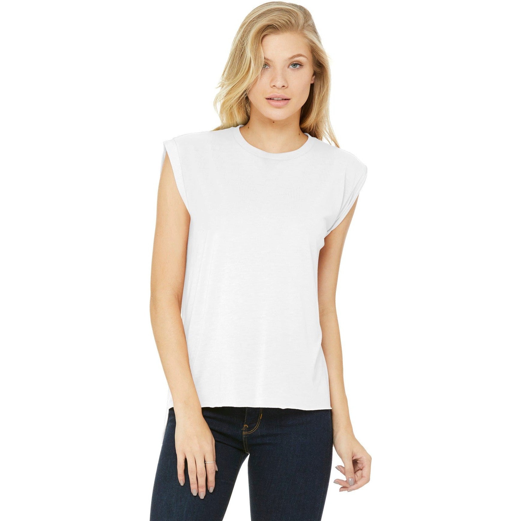 CLOSEOUT - BELLA+CANVAS Women's Flowy Muscle Tee With Rolled Cuffs