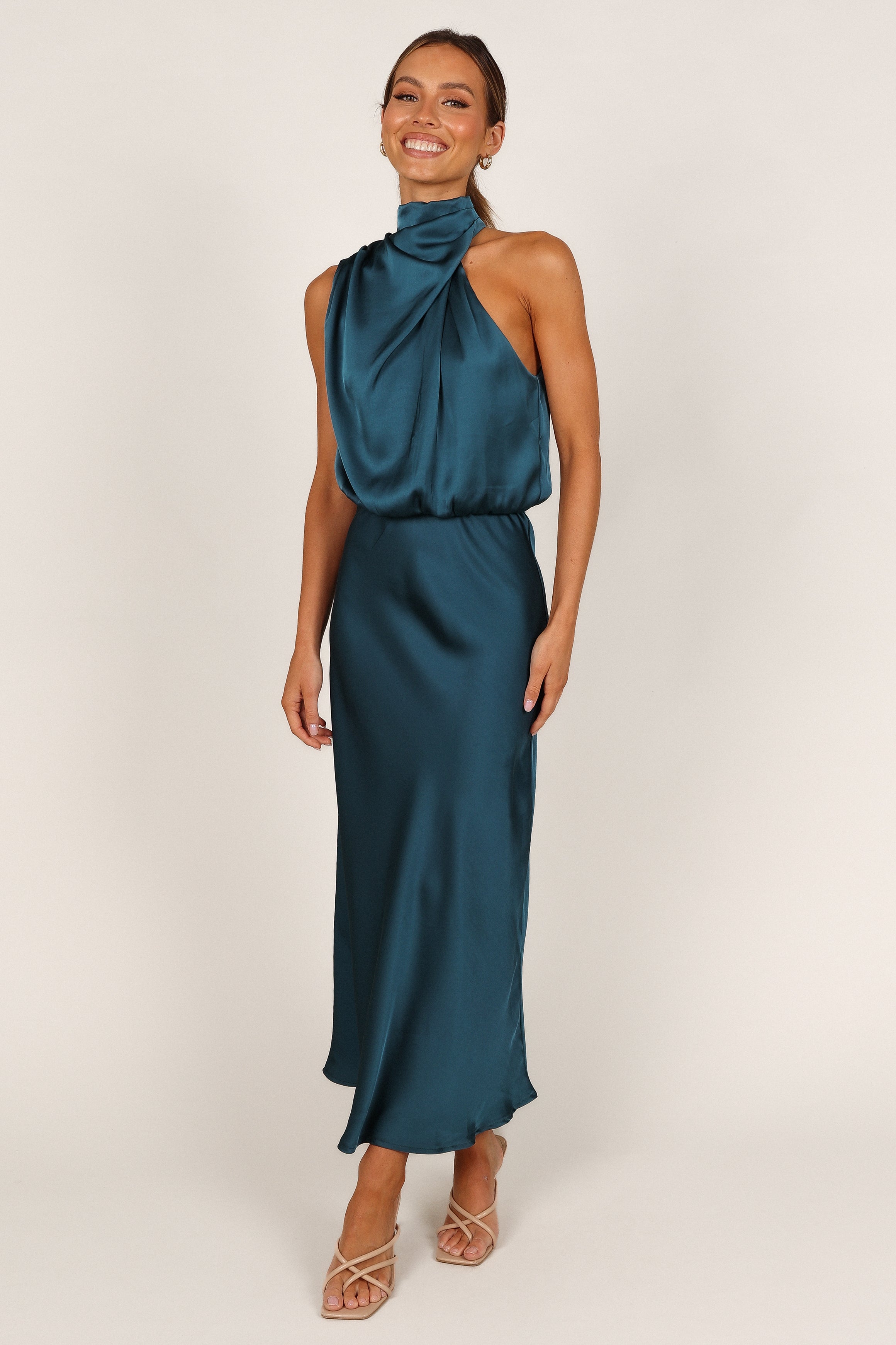 Anabelle Halter Neck Midi Dress - Teal