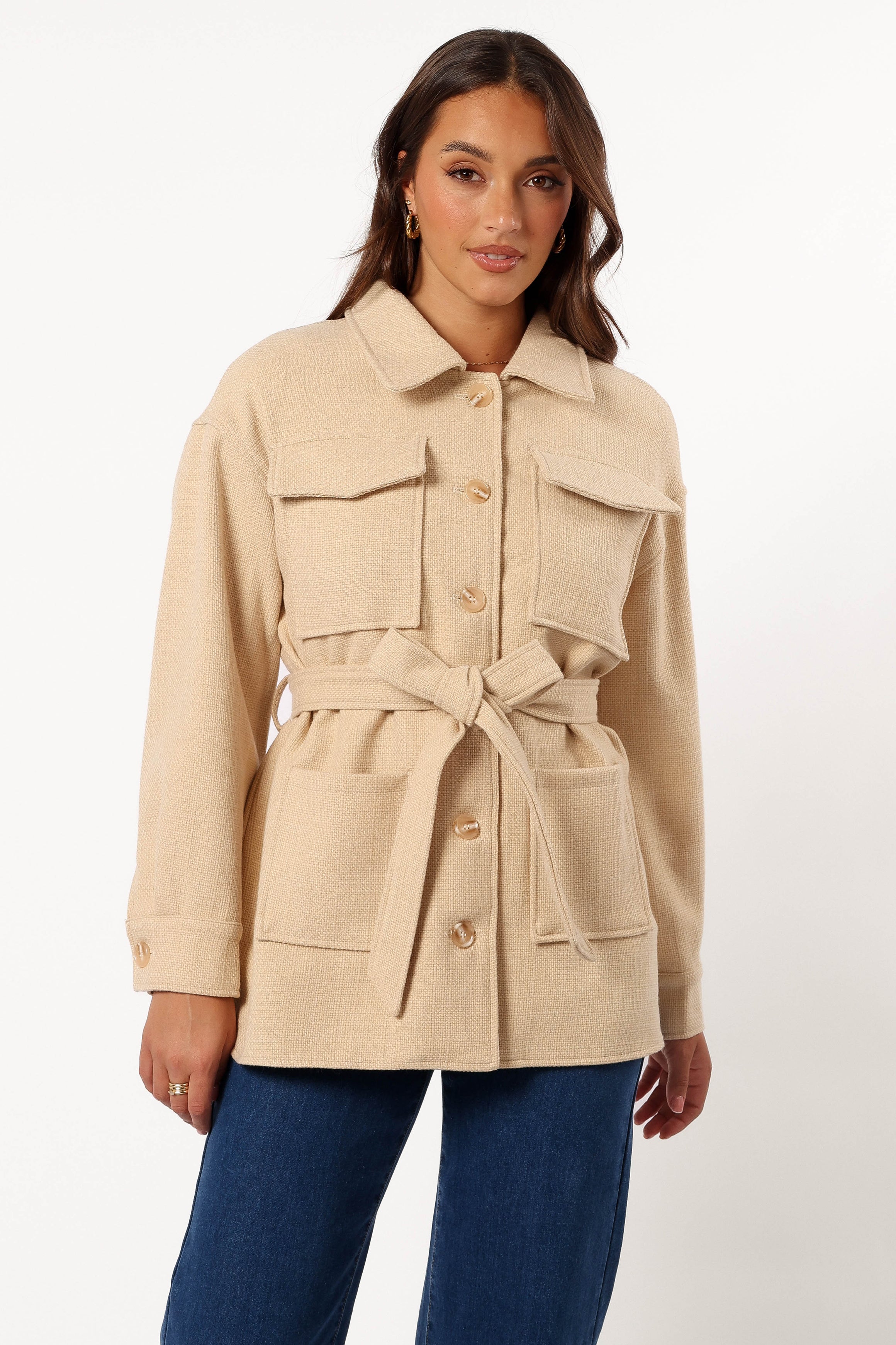 Arlow Tie Front Shacket - Cream