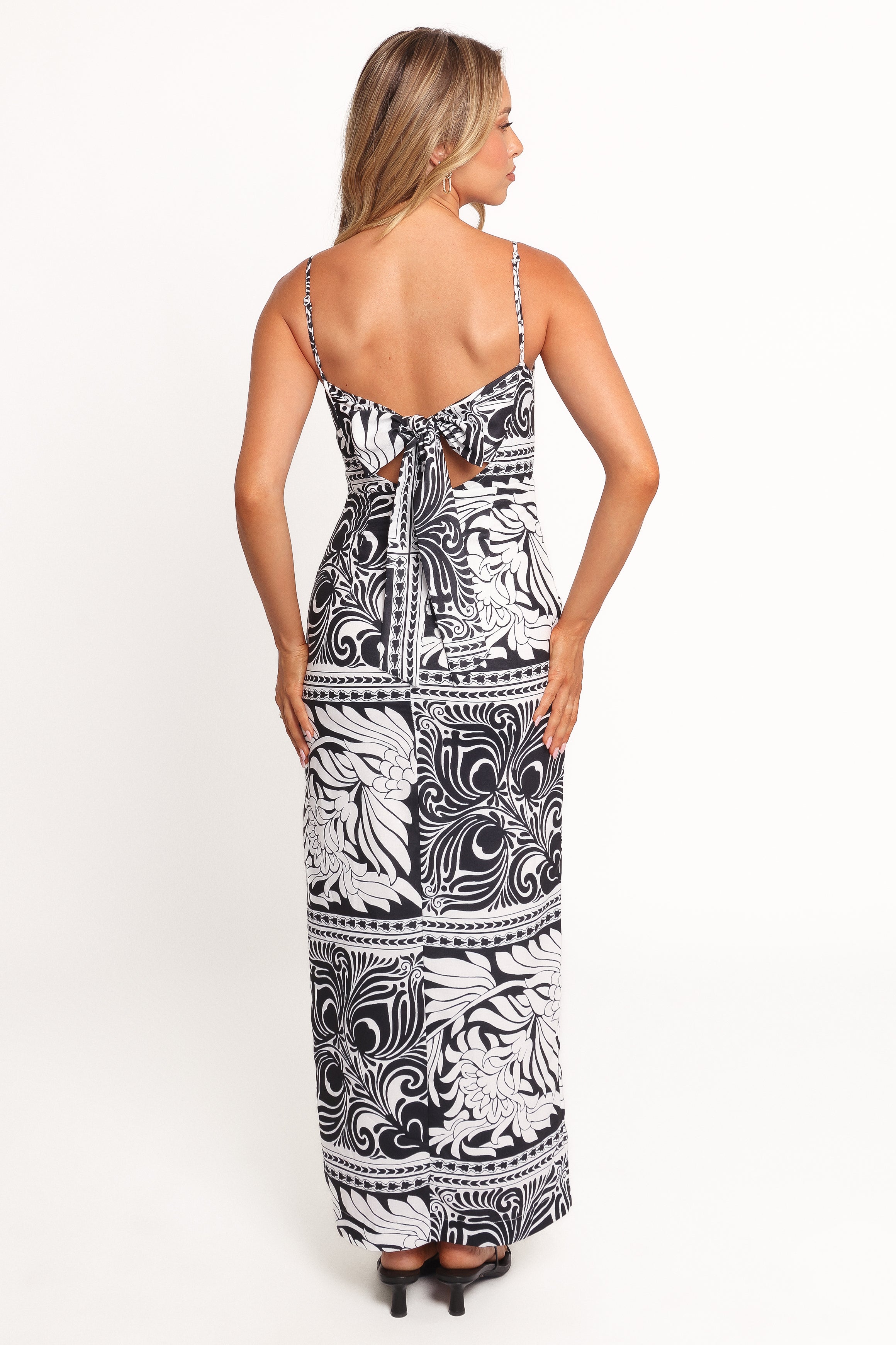 Riley Printed Midi Dress - Black