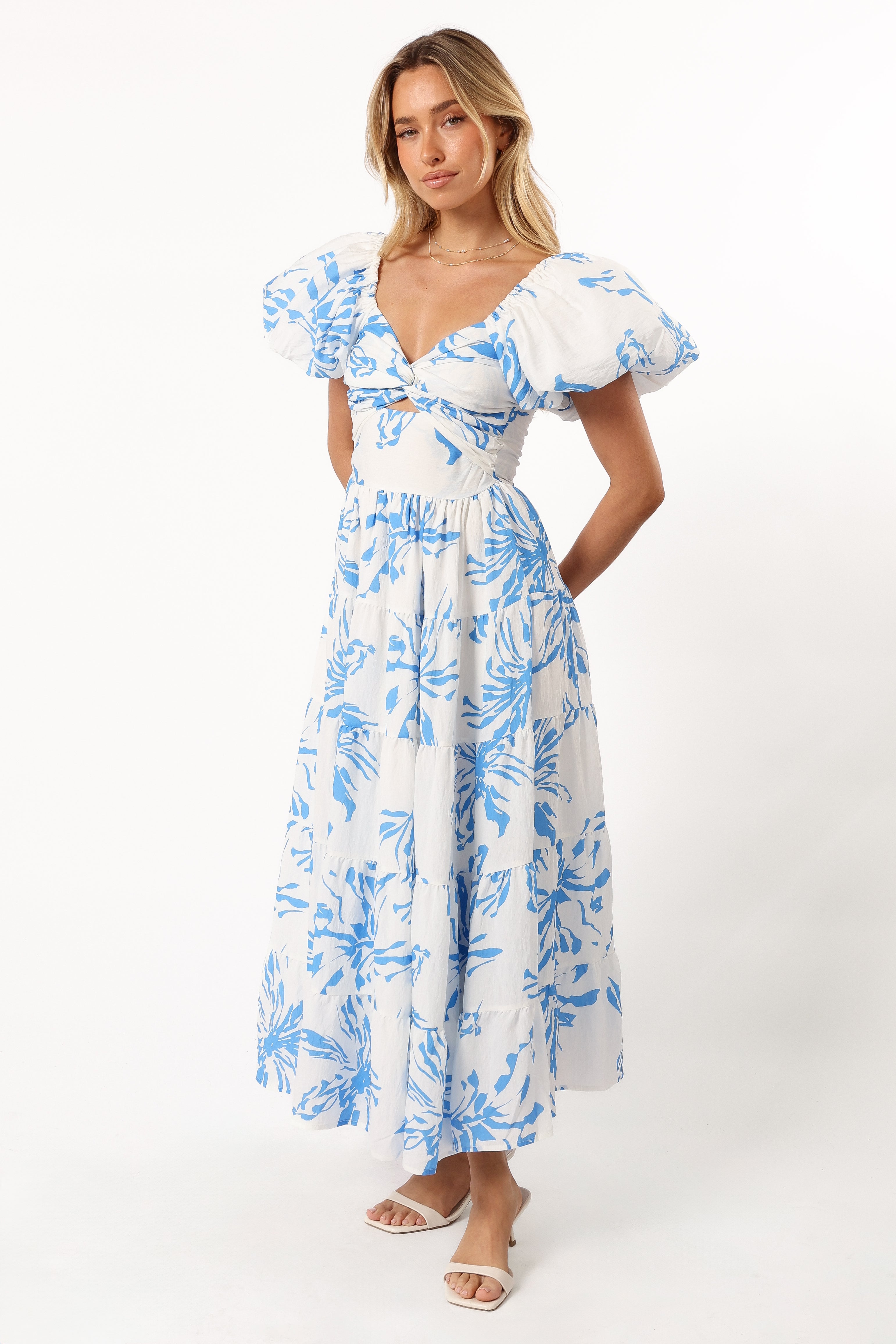 Dominique Midi Dress - Blue Floral Print