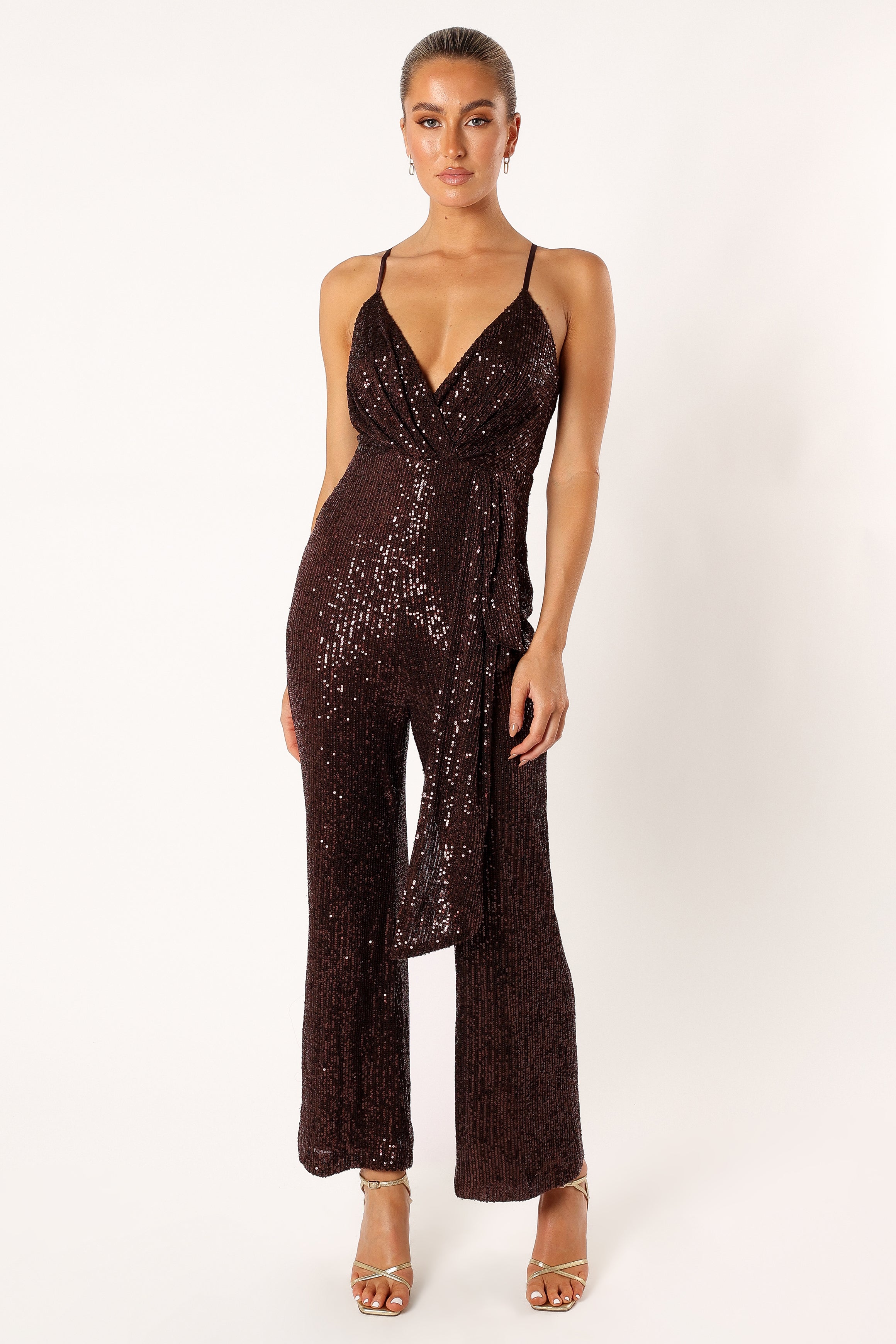 Monique Sequin Jumpsuit - Brown