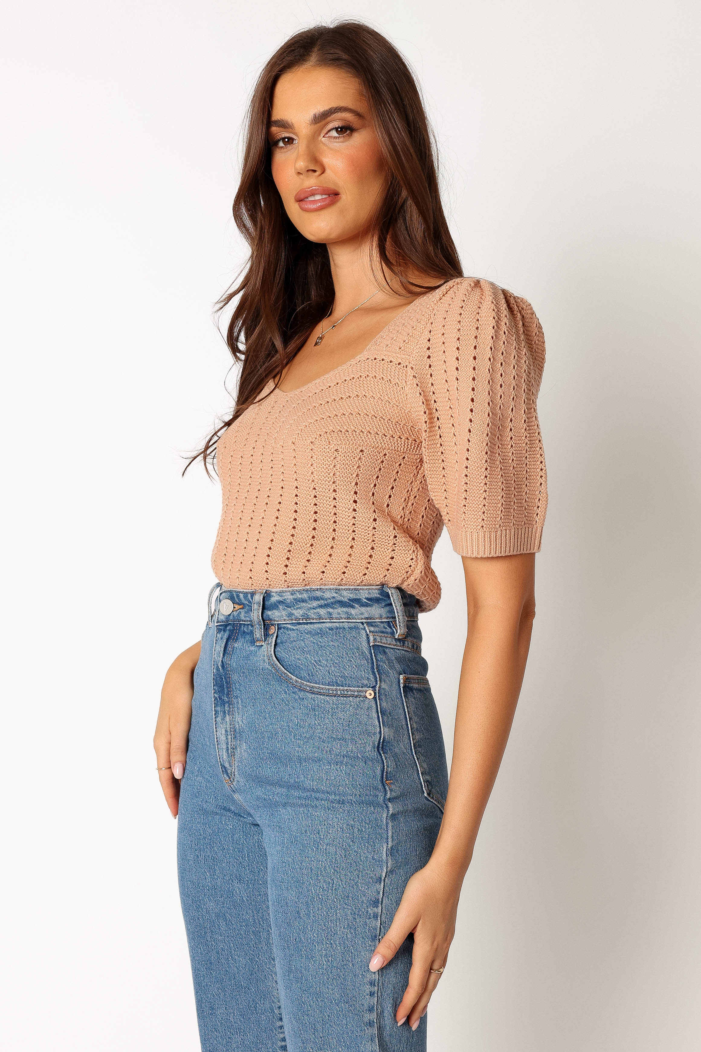 Lisa Knit Short Sleeve Top - Dusty Rose