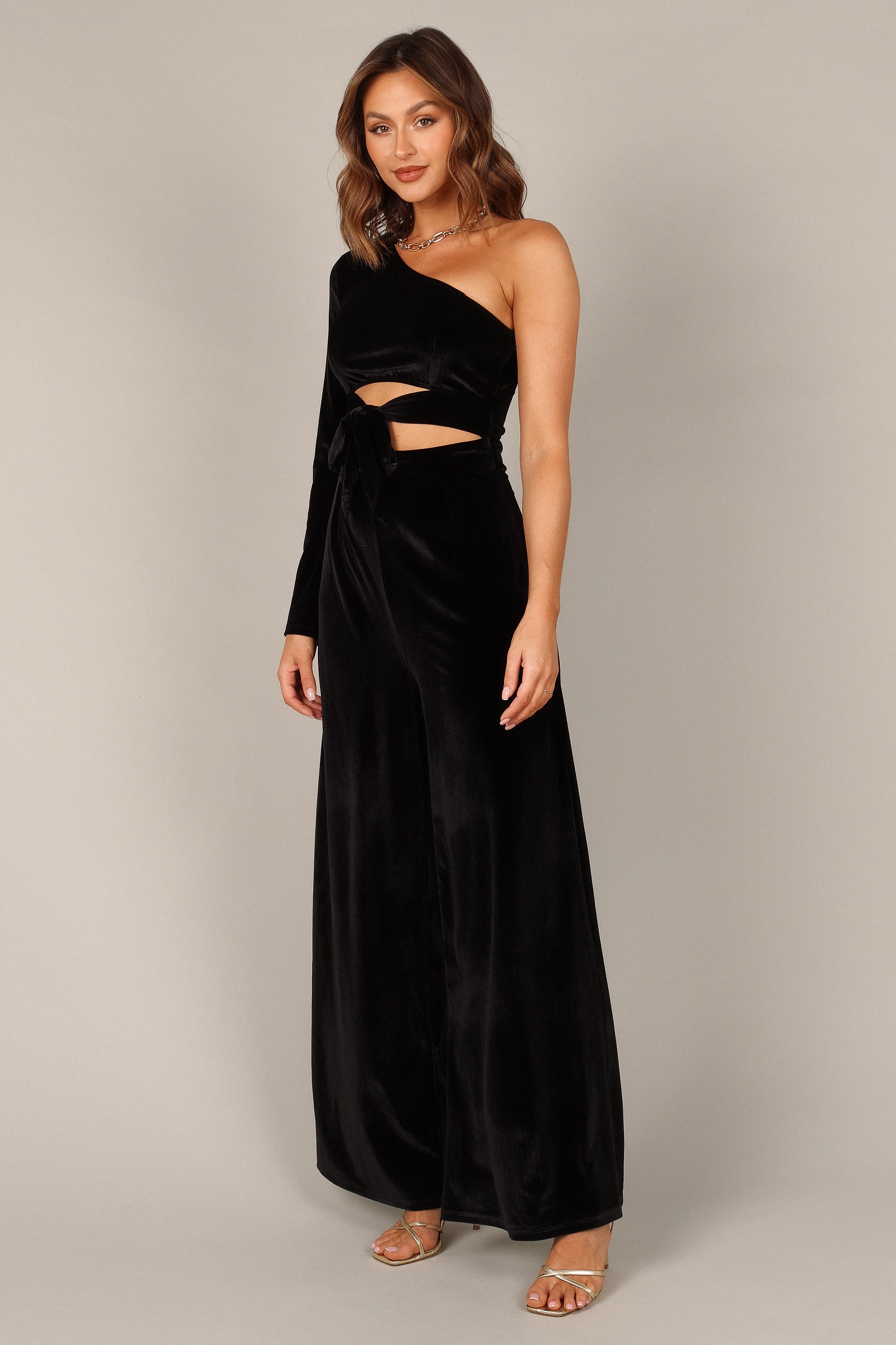 Avery Velvet Jumpsuit - Black