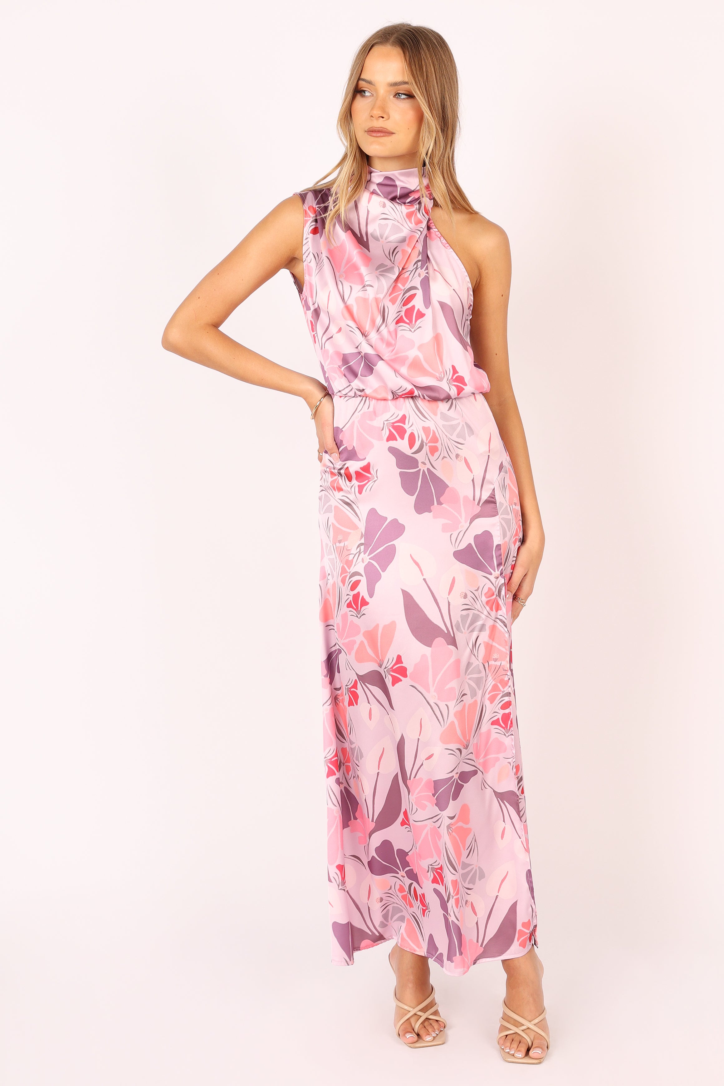 Amelia Halterneck Maxi Dress - Pink Floral