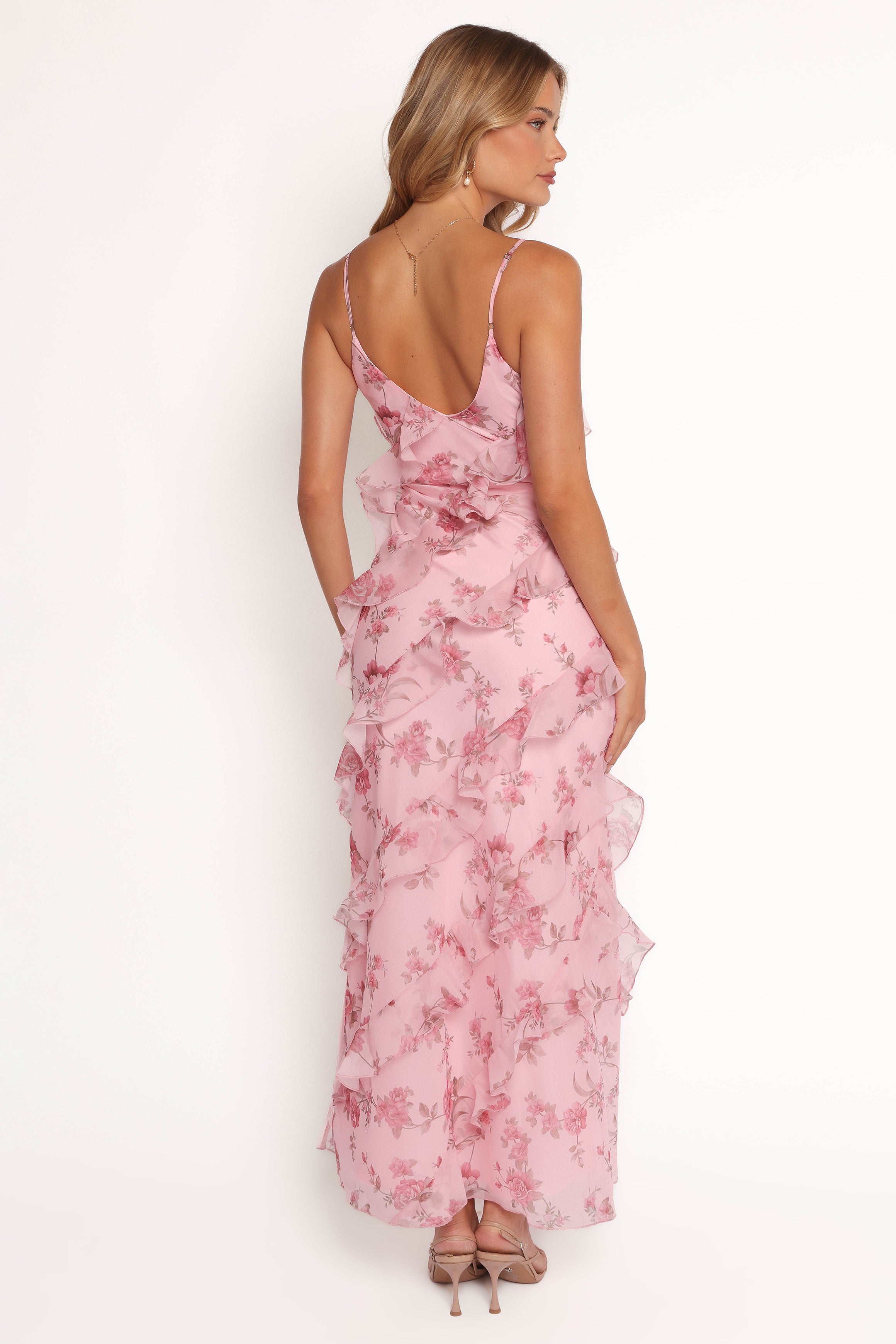 Ciao Ruffles Maxi Dress - Pink Floral