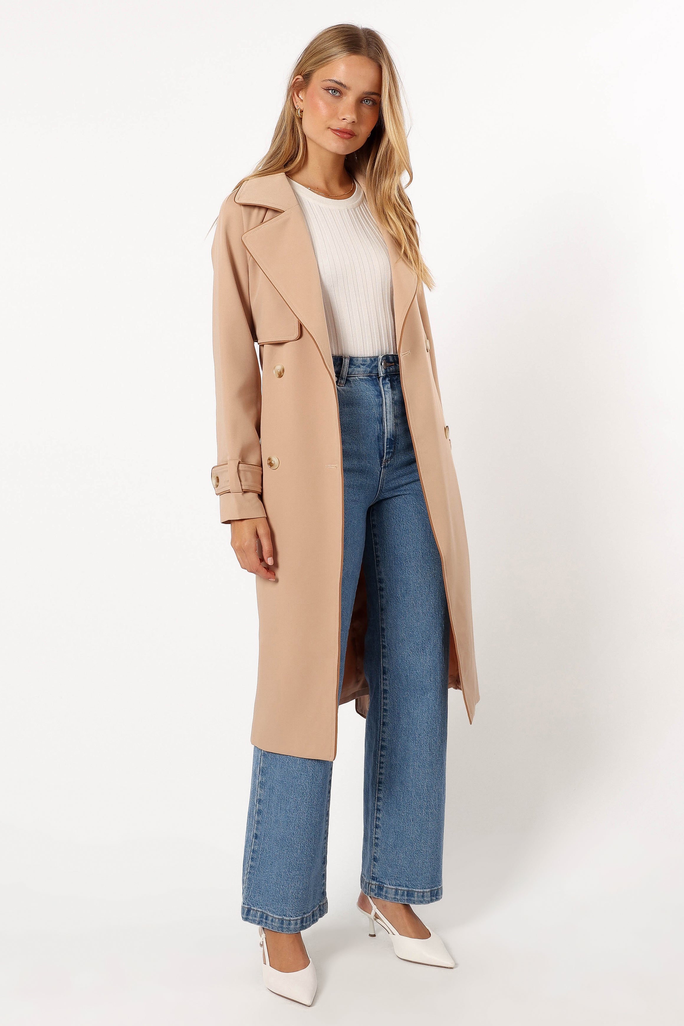 Cayenne Contrast Binding Trench Coat - Camel