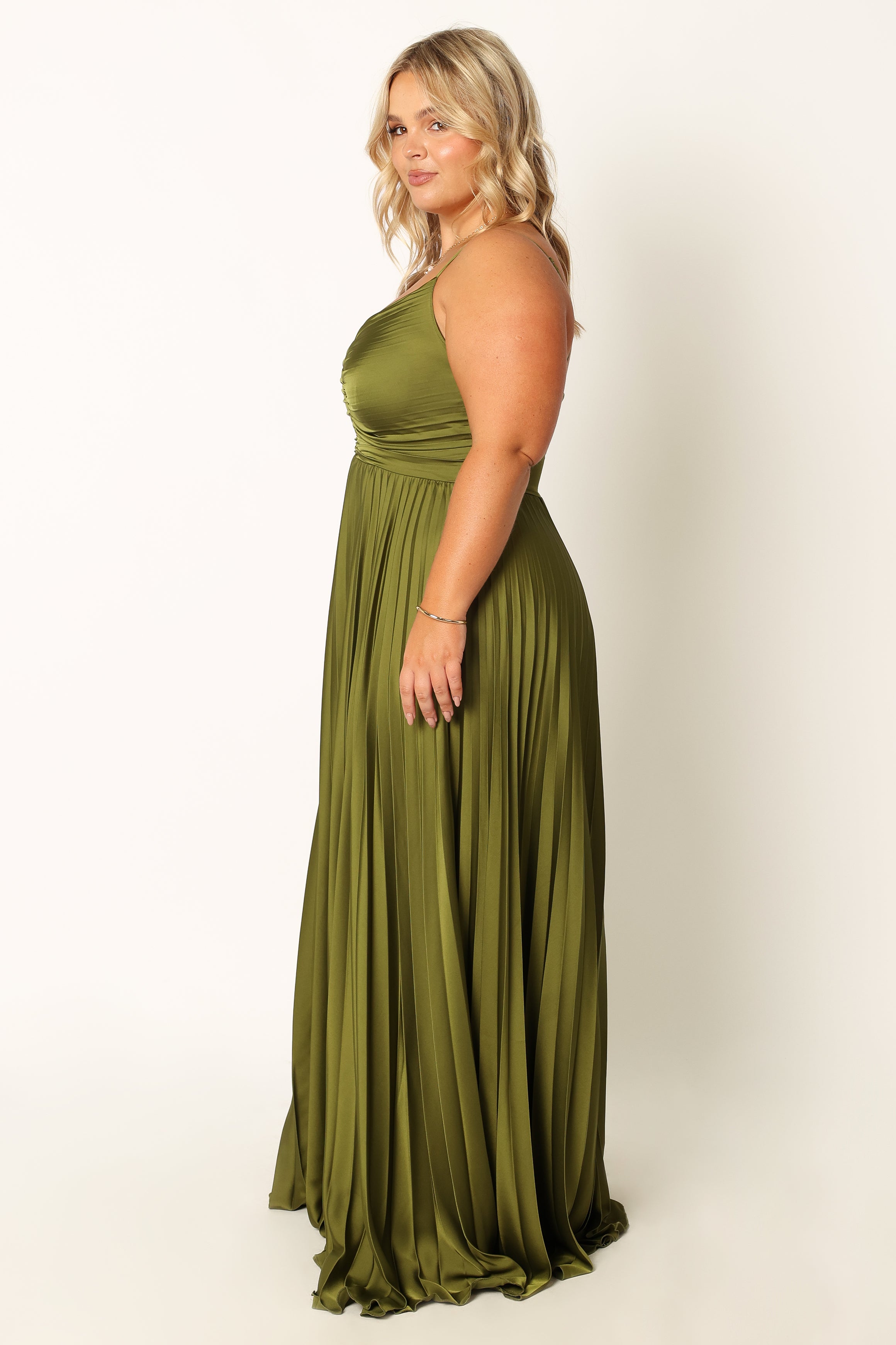 Naira Pleated Maxi Dress - Palm Green