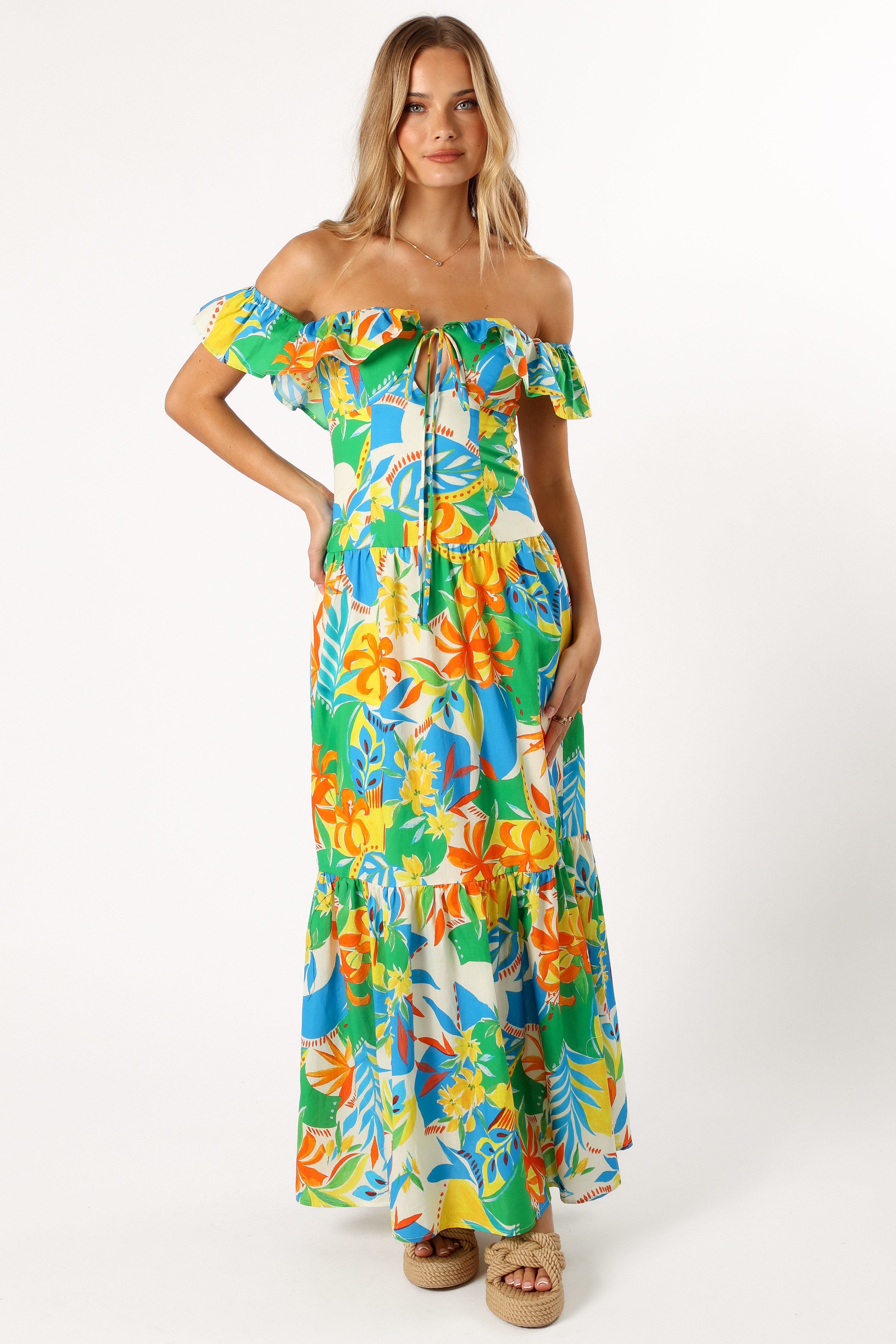 Harriet Off Shoulder Maxi Dress - Malta Print