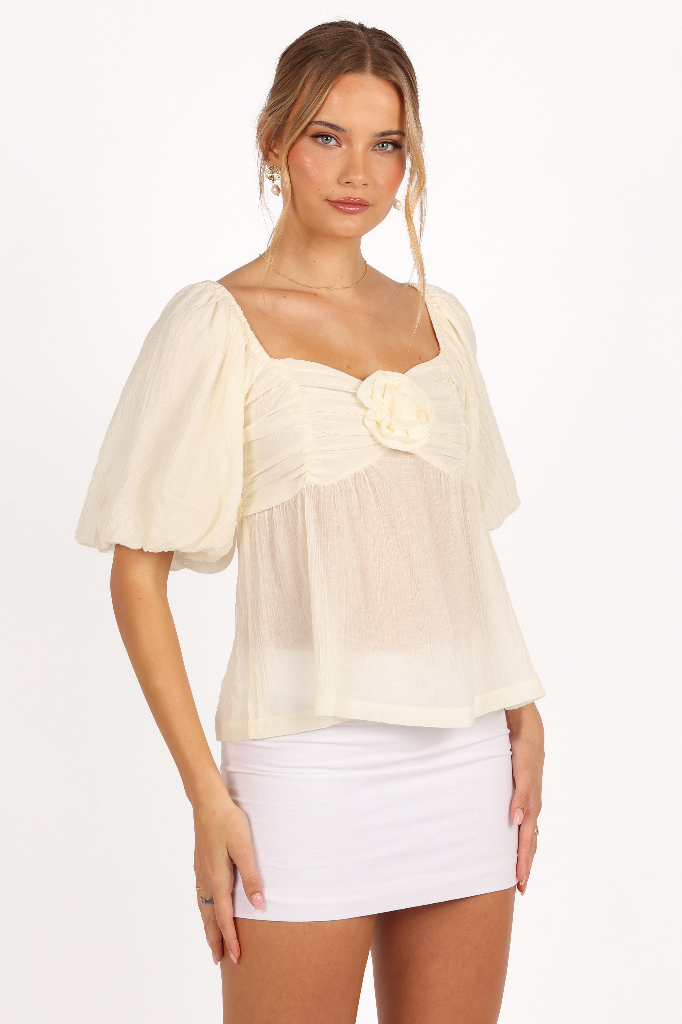 Emerson Rosette Top - Ivory