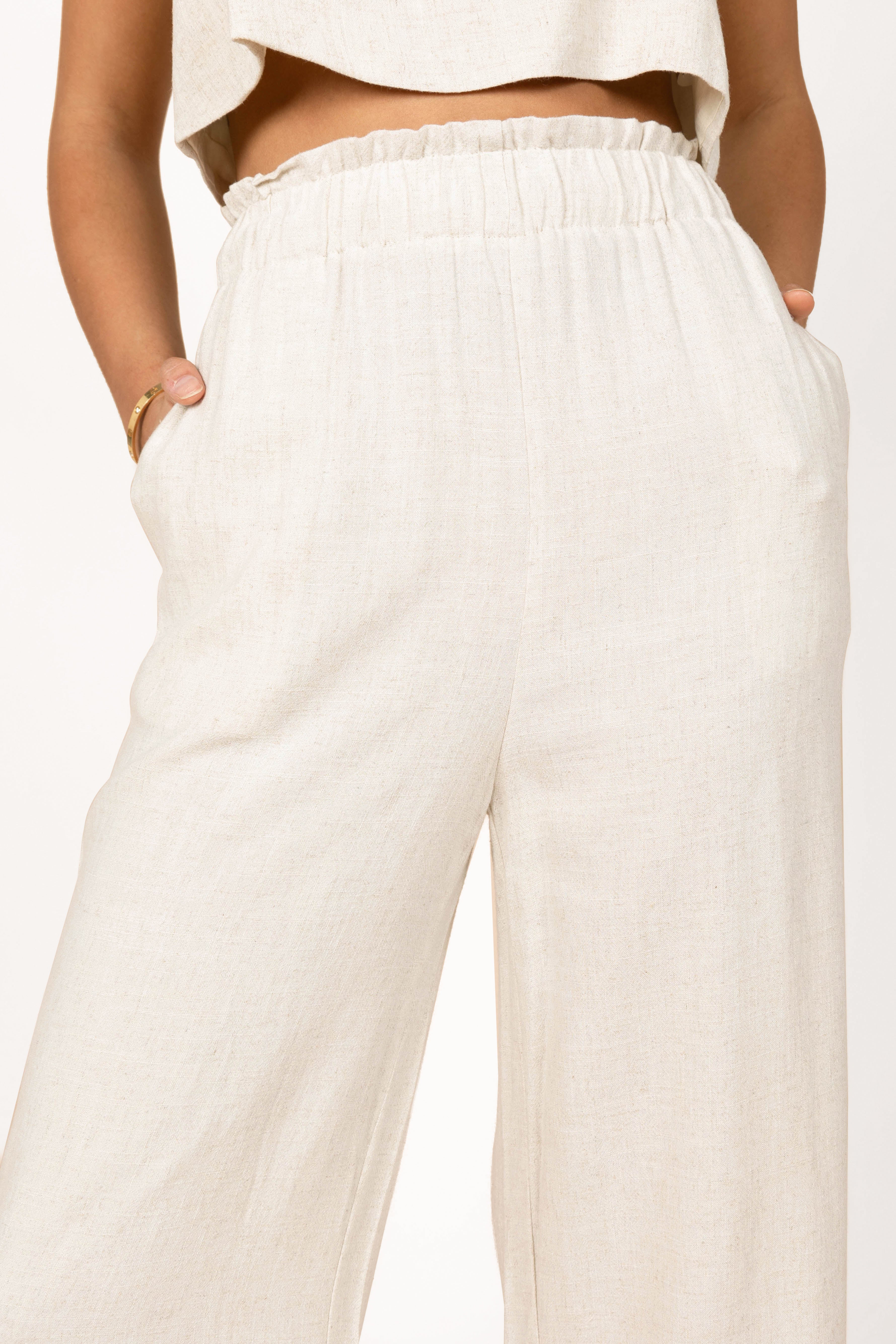 Eleanor High Waisted Pants - Beige