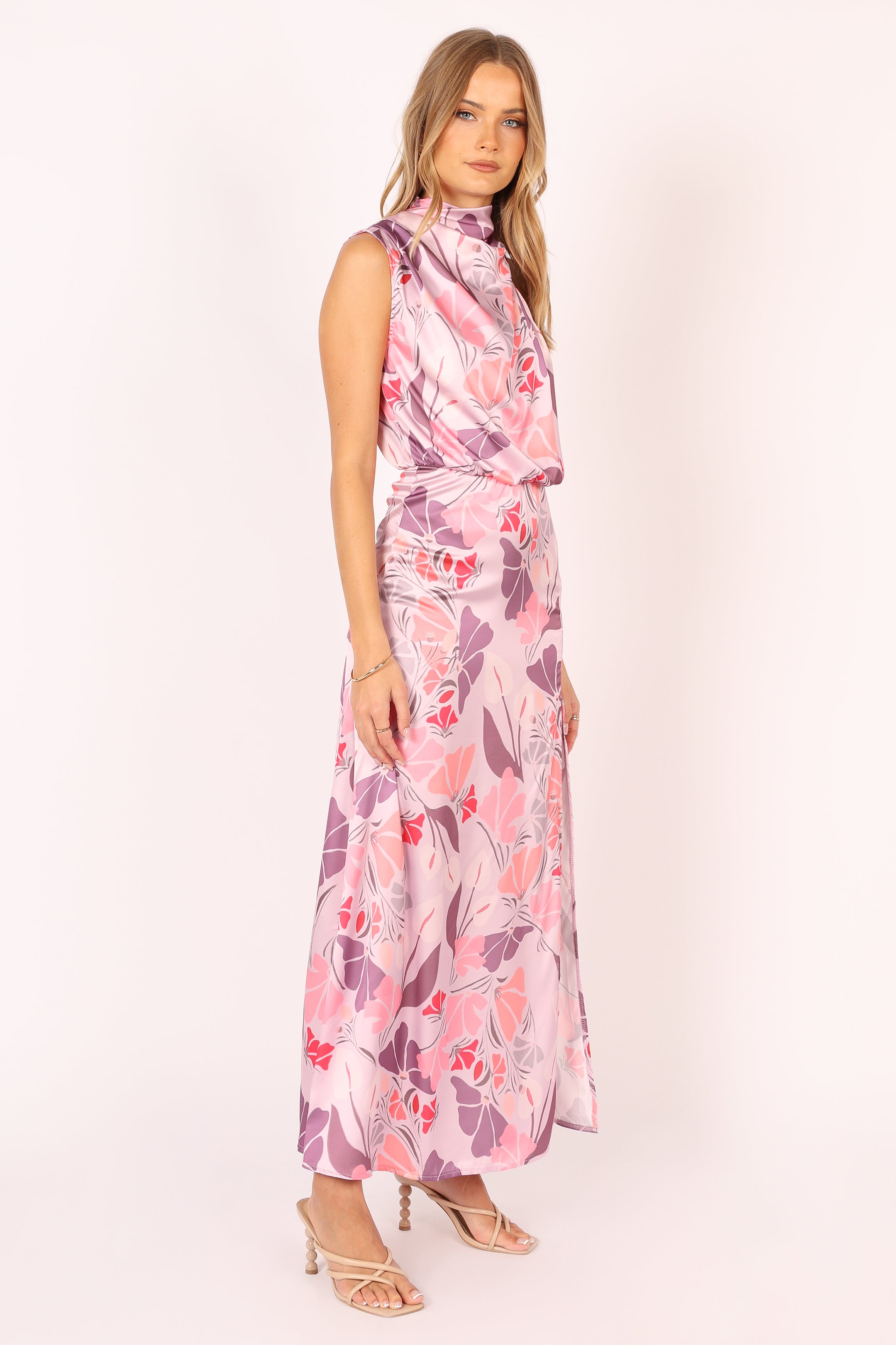 Amelia Halterneck Maxi Dress - Pink Floral