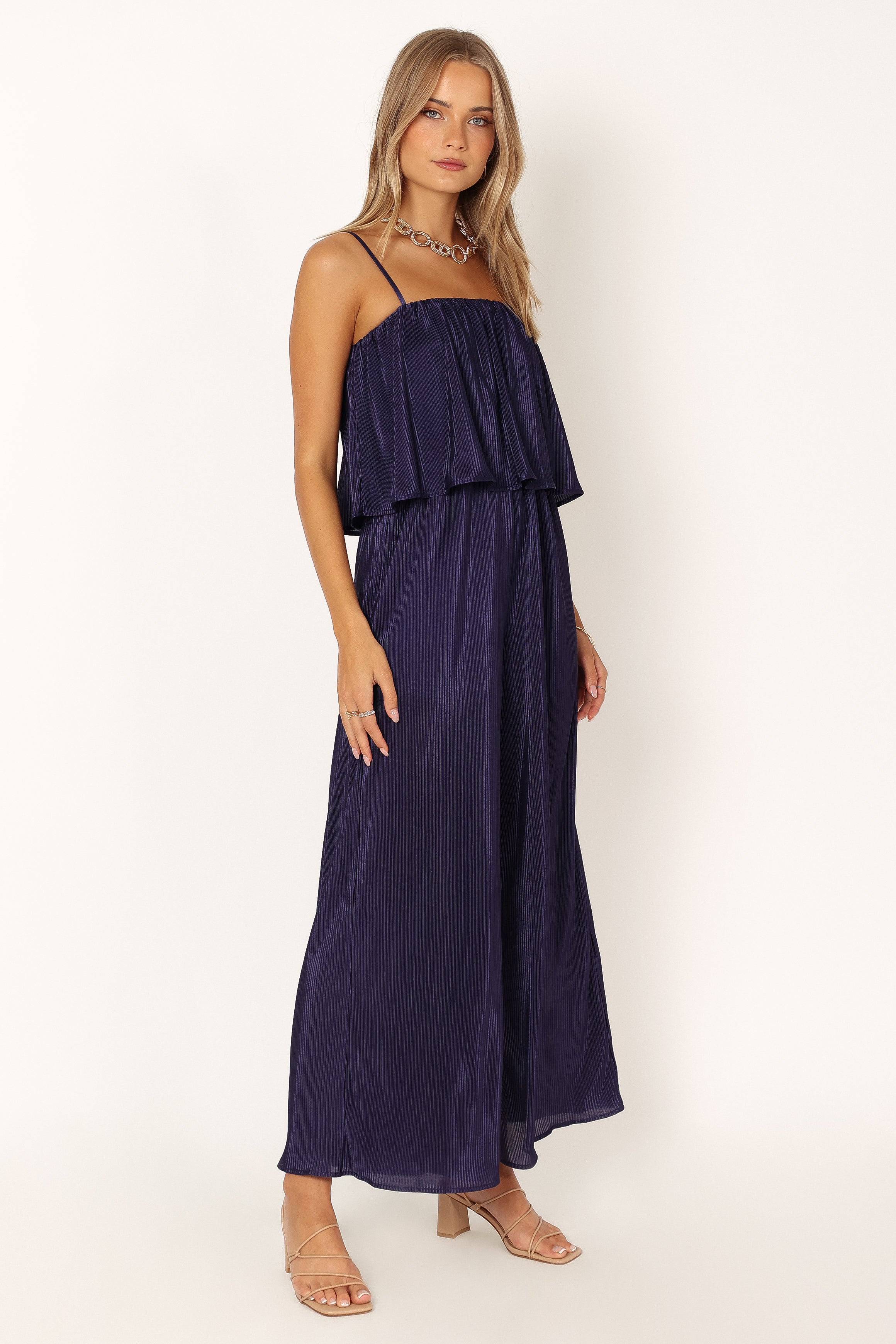 Jillian Plisse Jumpsuit - Navy