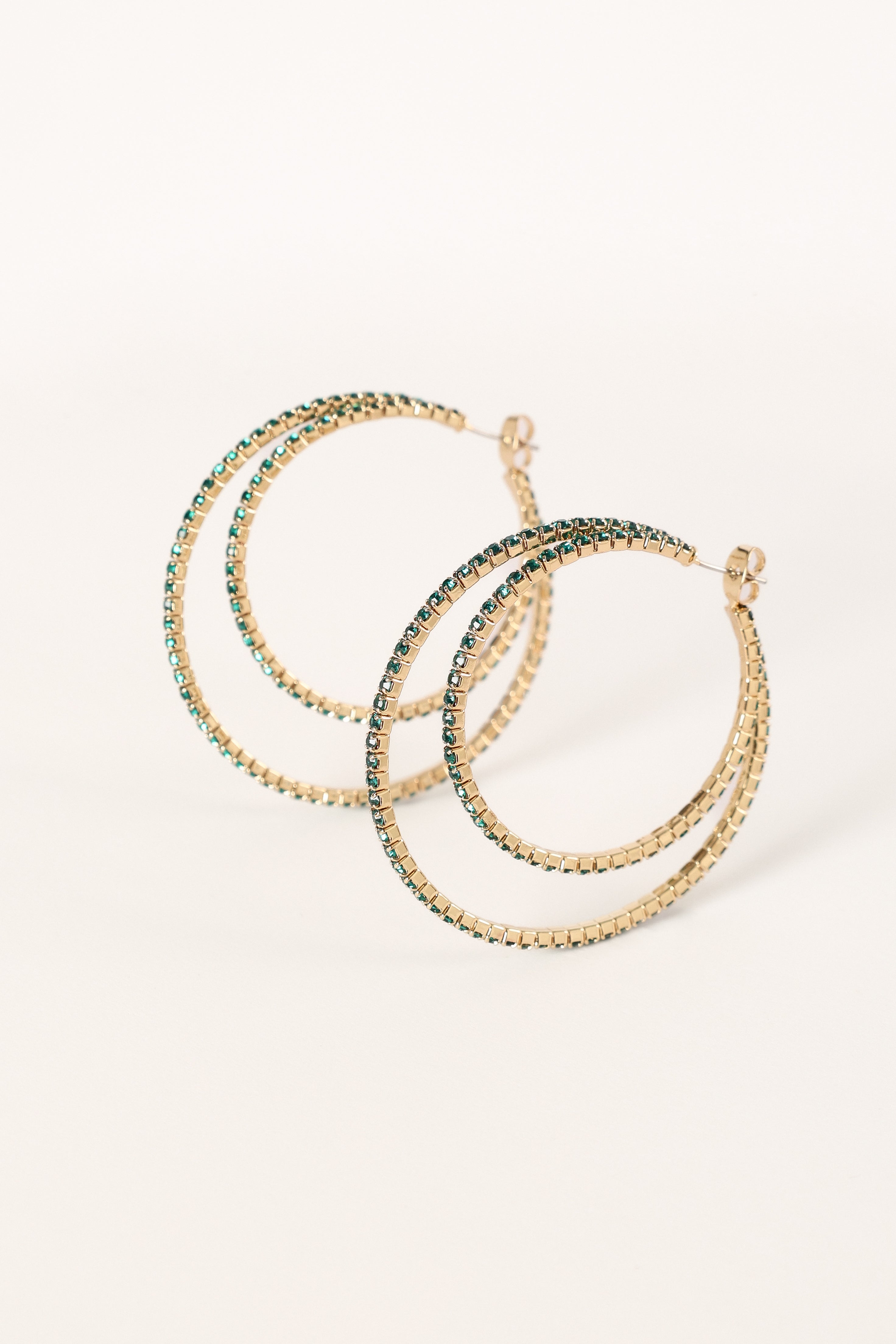 Dancer Double Hoop Earrings - Green