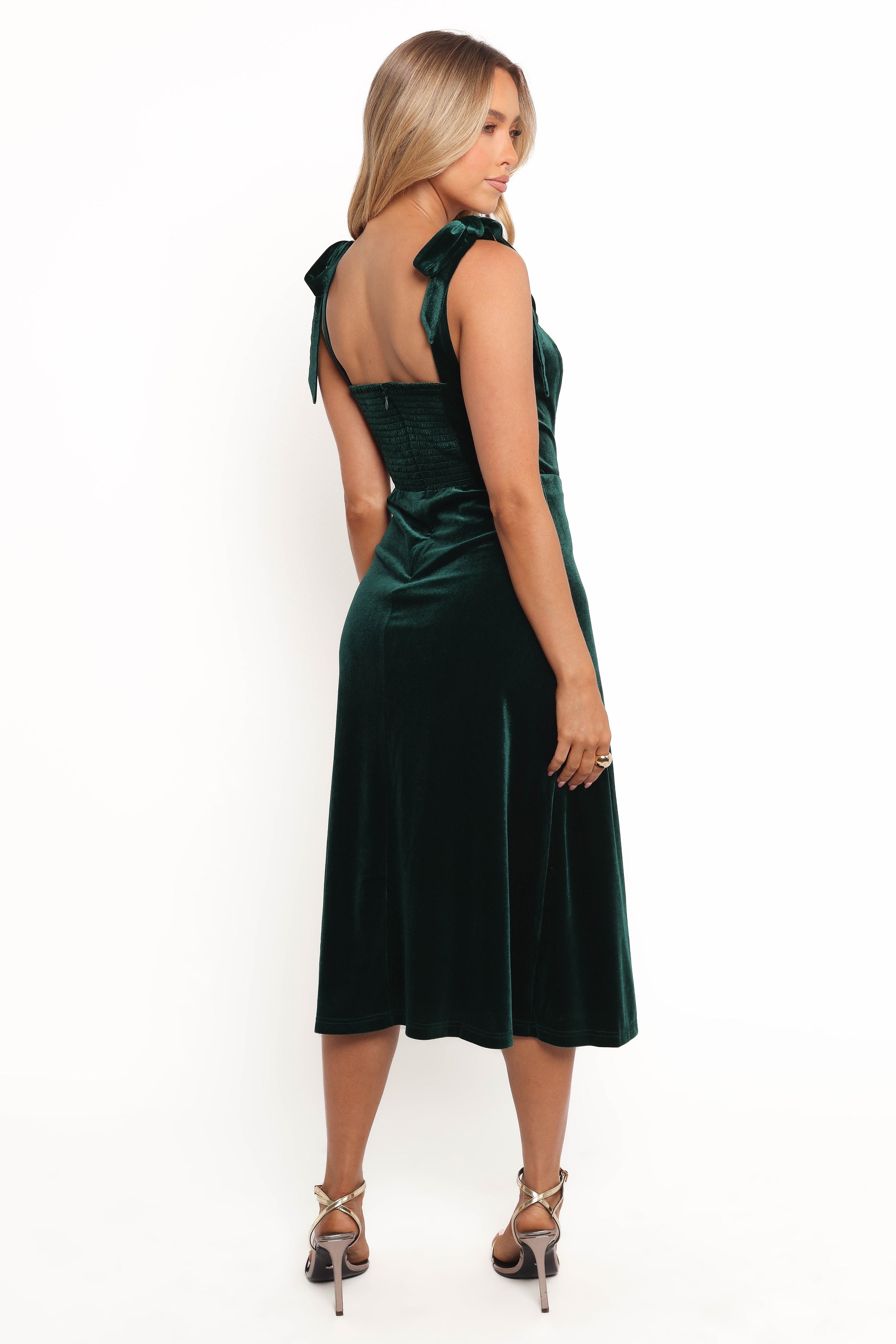 Laurel Velvet Midi Dress - Emerald Green