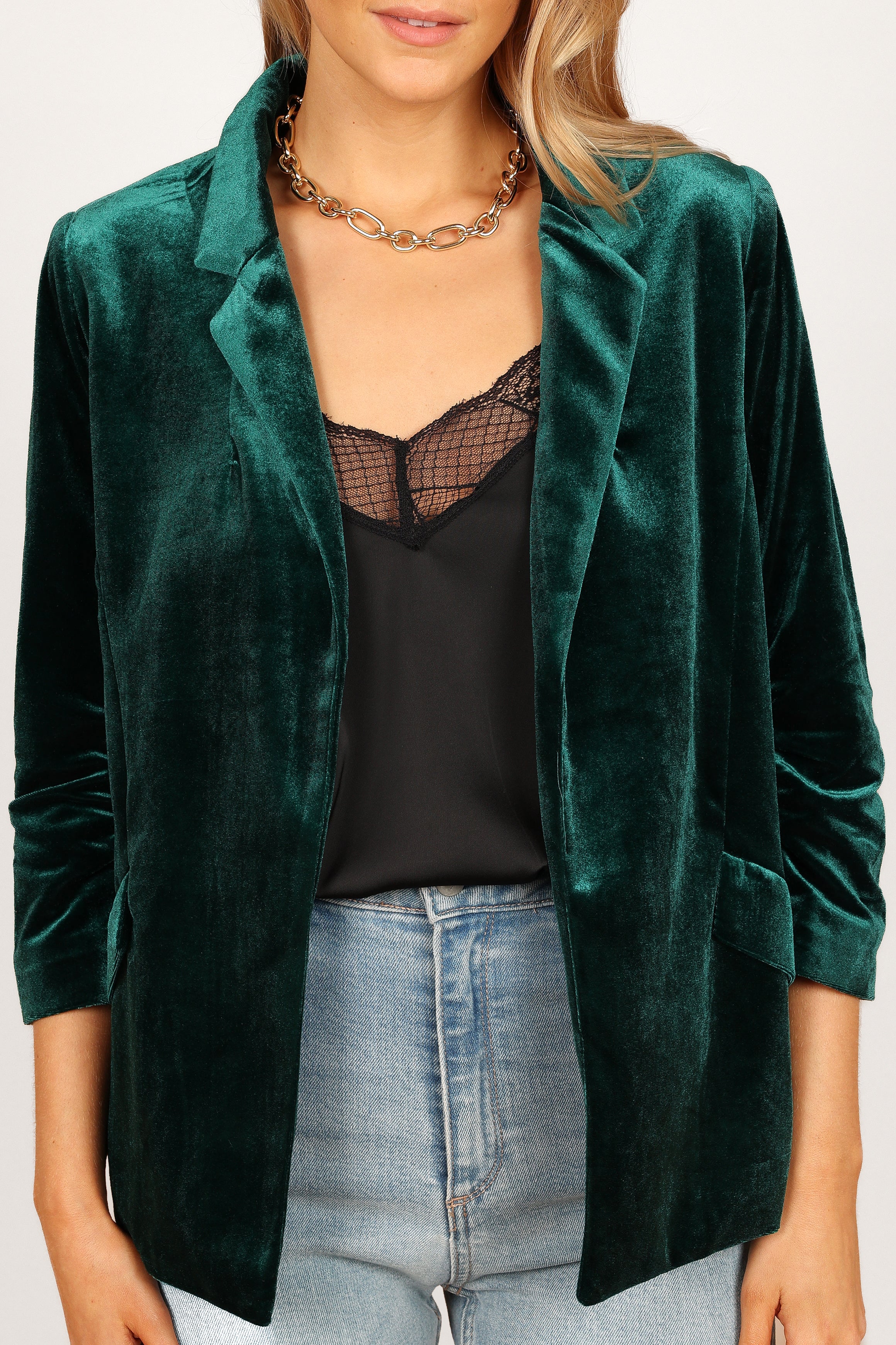 Vera Velvet Blazer - Green