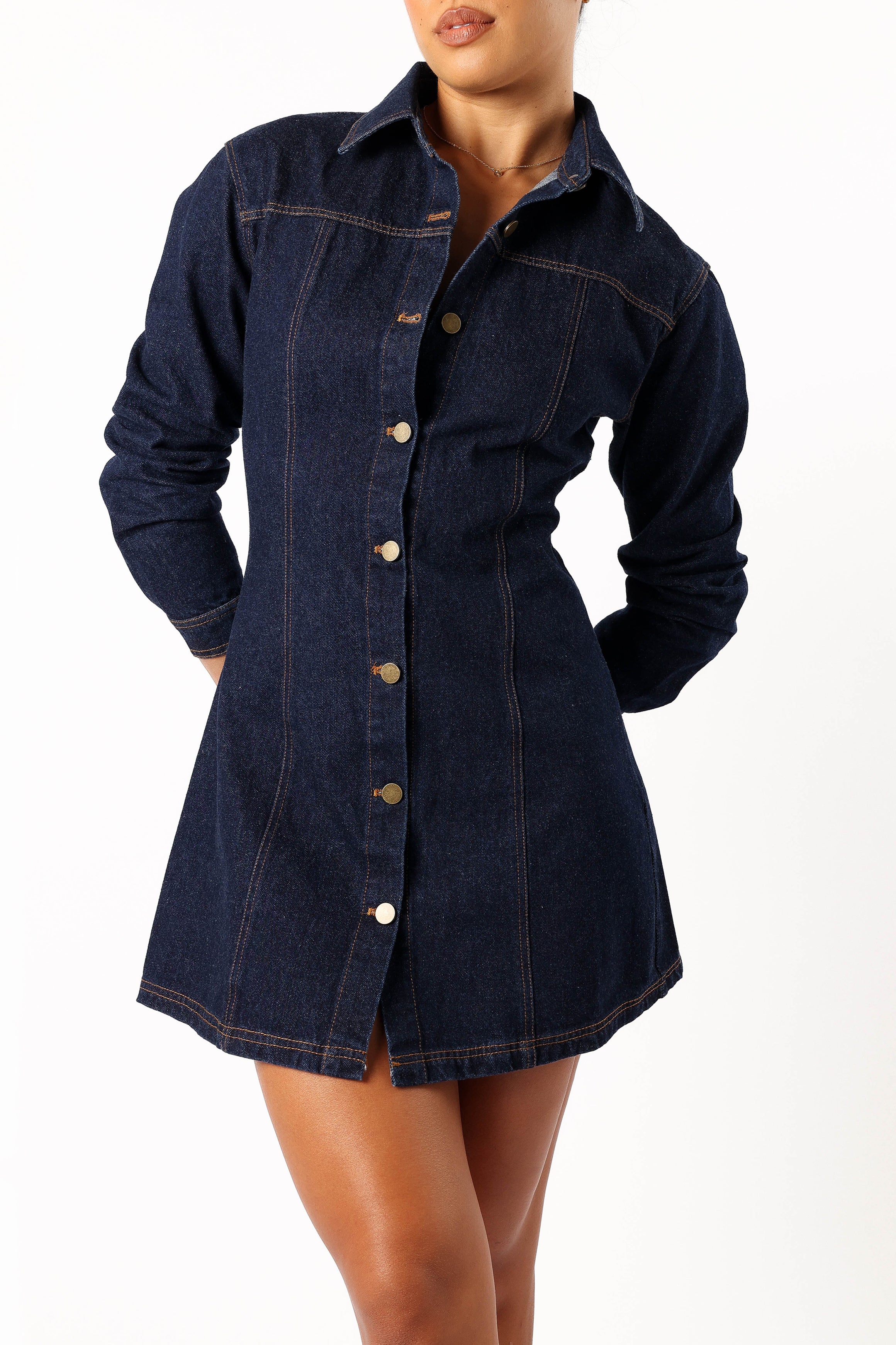 Natala Long Sleeve Mini Dress - Denim