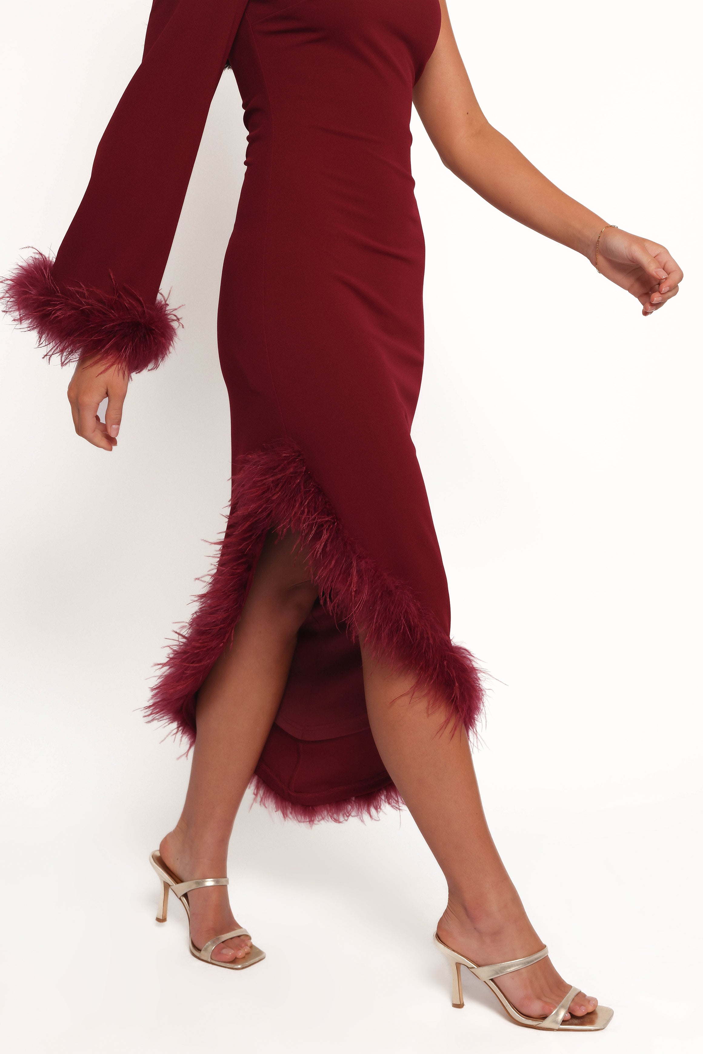 Dame One Shoulder Midi Dress - Deep Wine