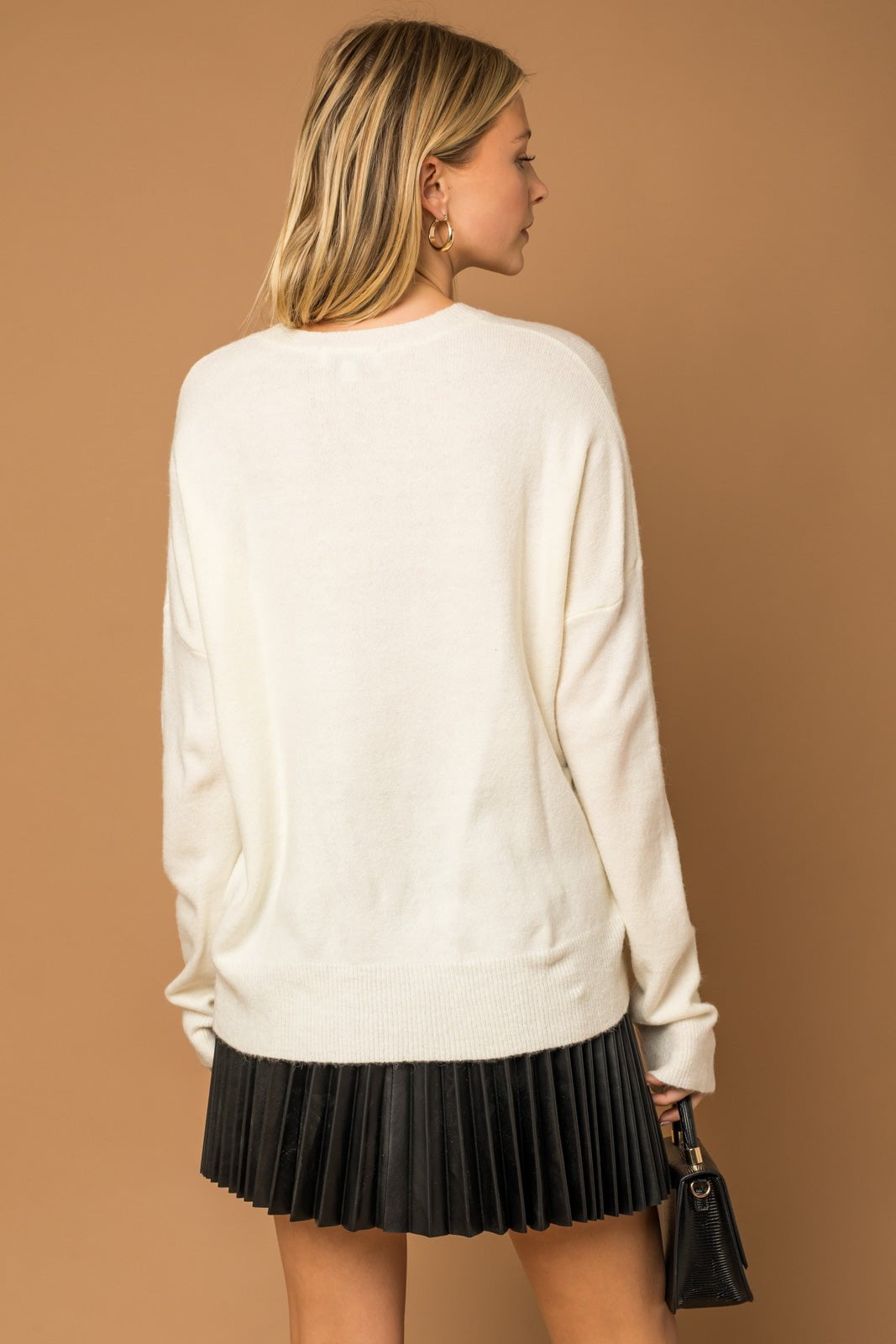 Poppy Cursive Cheer Knit Sweater - White