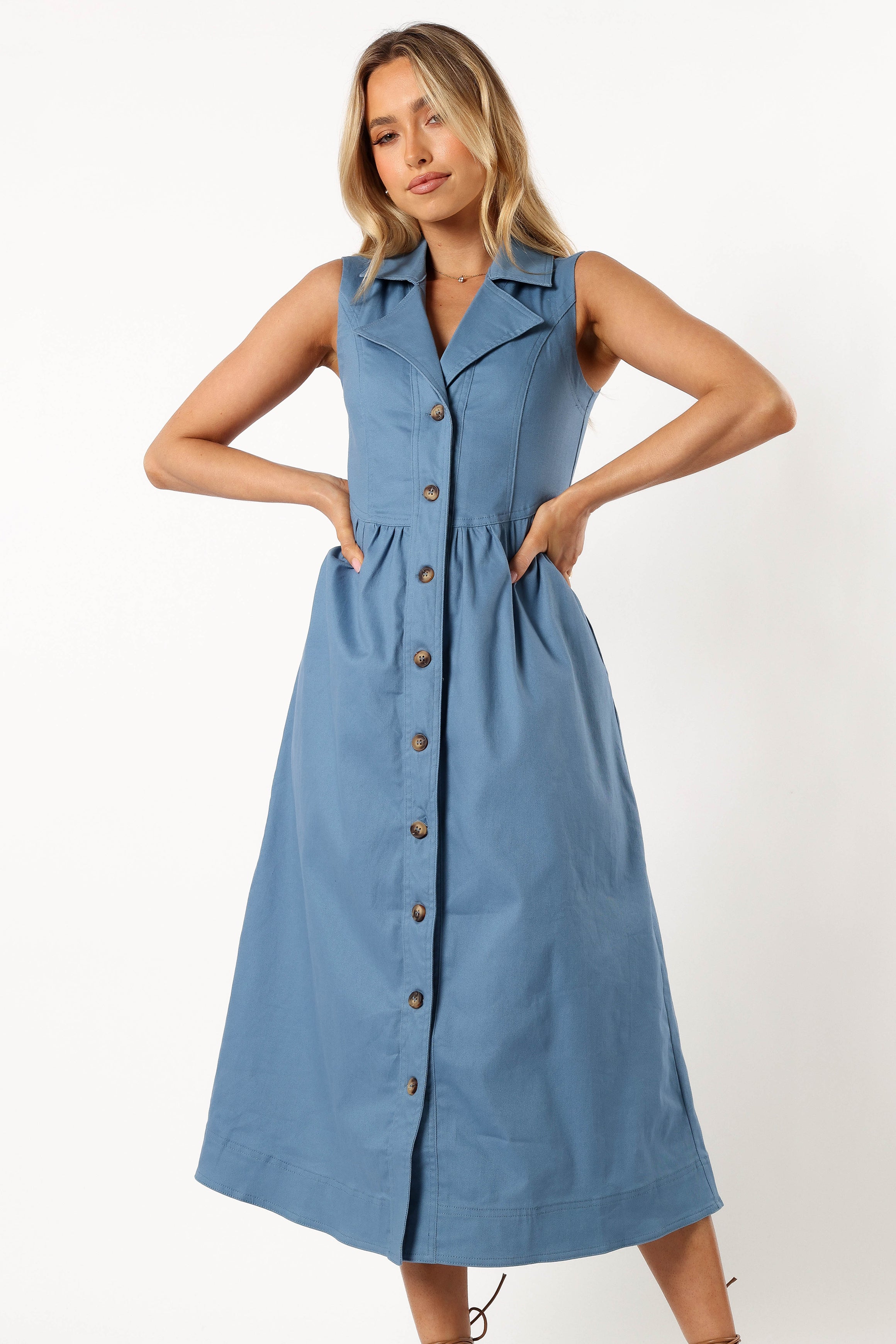 Sonja Midi Dress - Steel Blue