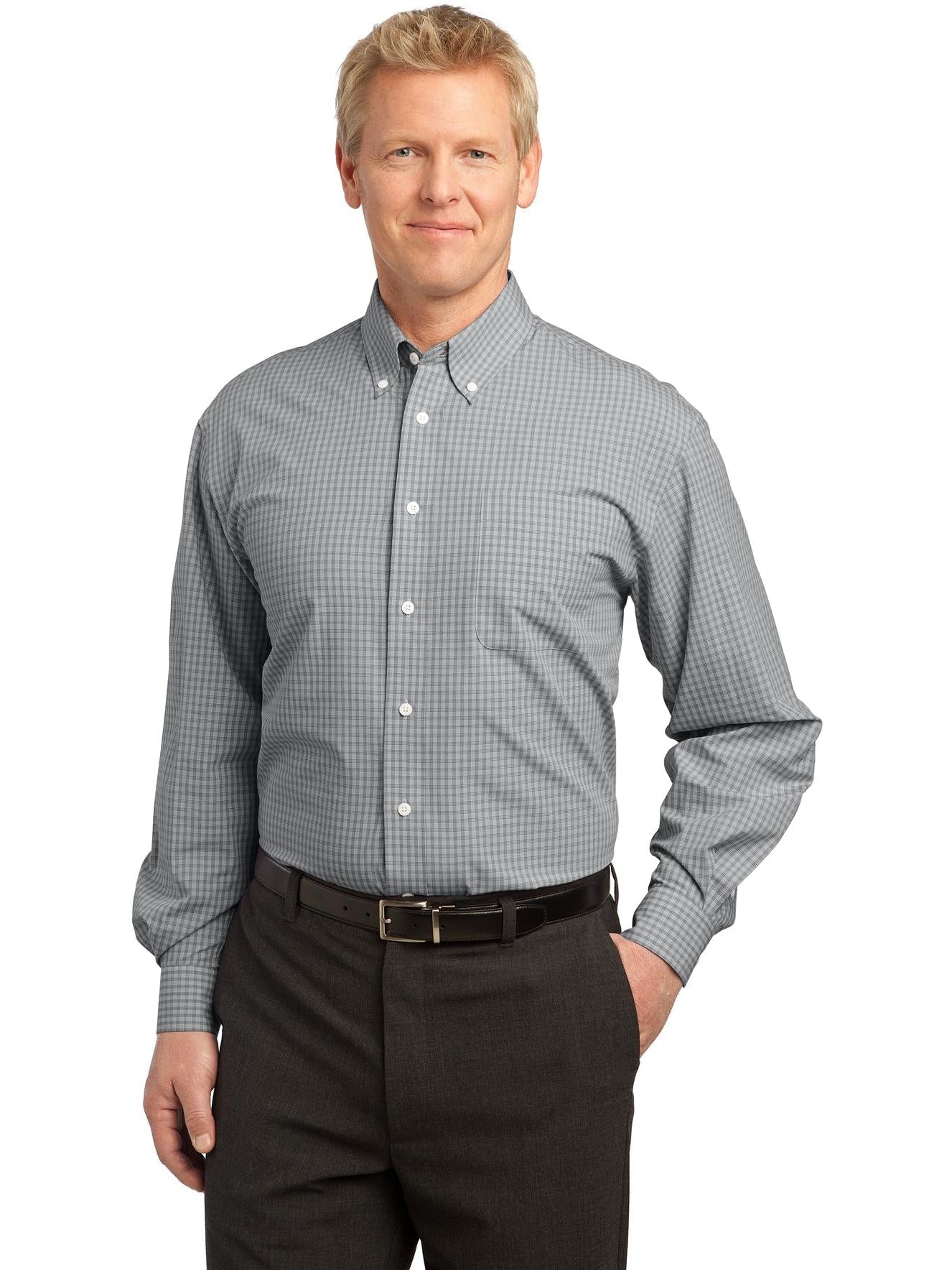 OUTLET-Port Authority Plaid Pattern Easy Care Shirt