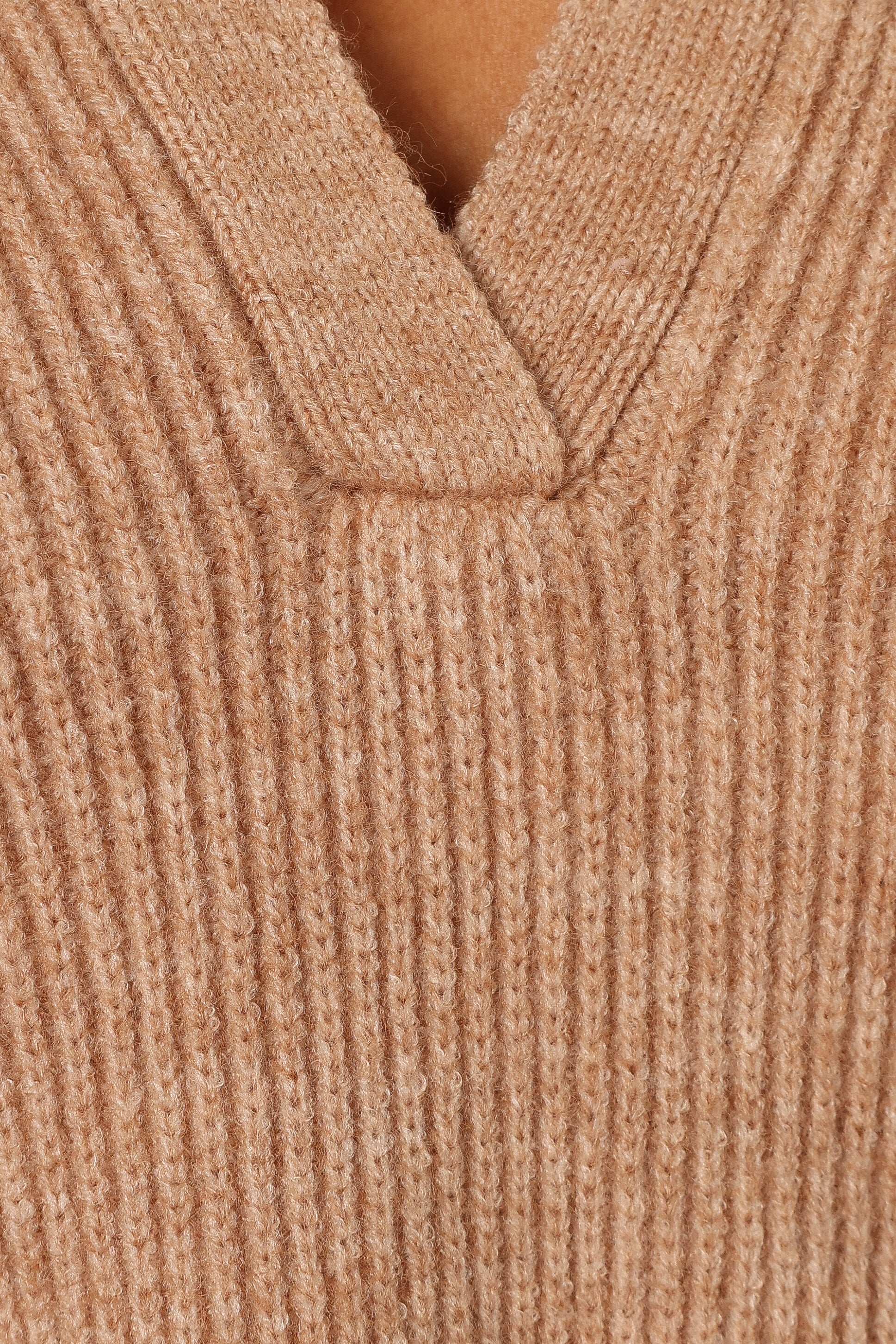 Zala Vneck Collar Knit Sweater - Mocha