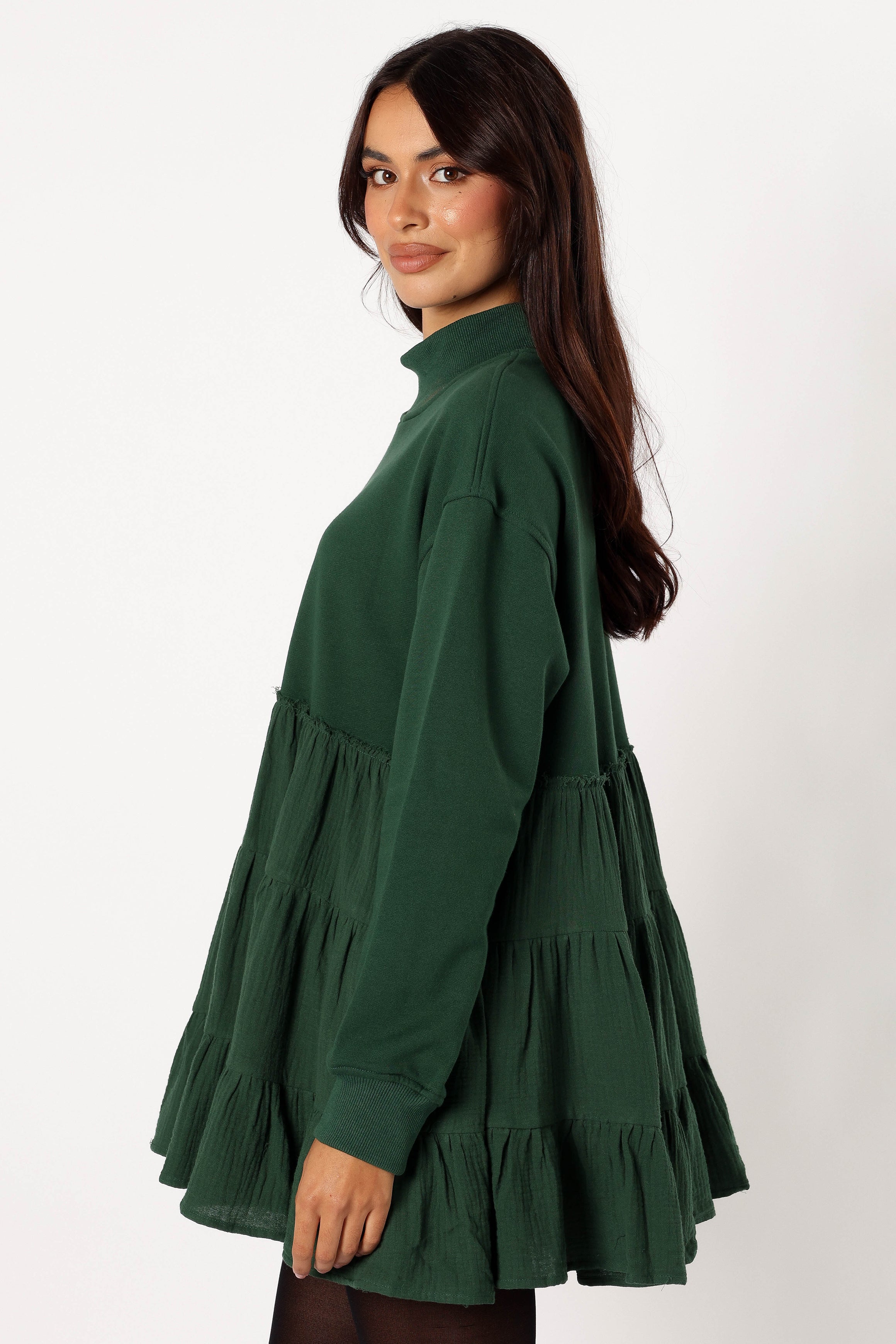 Minia Long Sleeve Mini Dress - Hunter Green