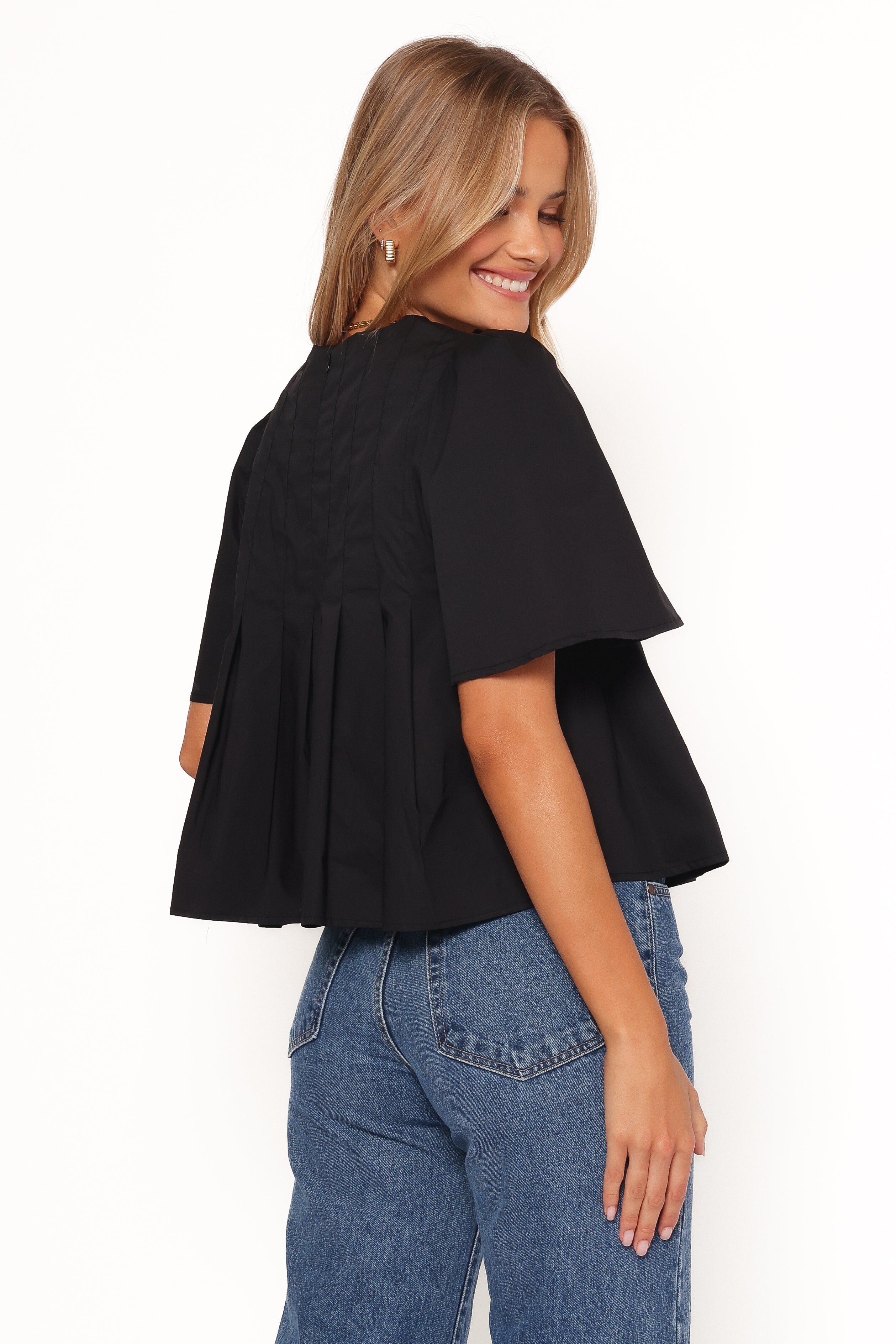 Geneva Pleated Top - Black