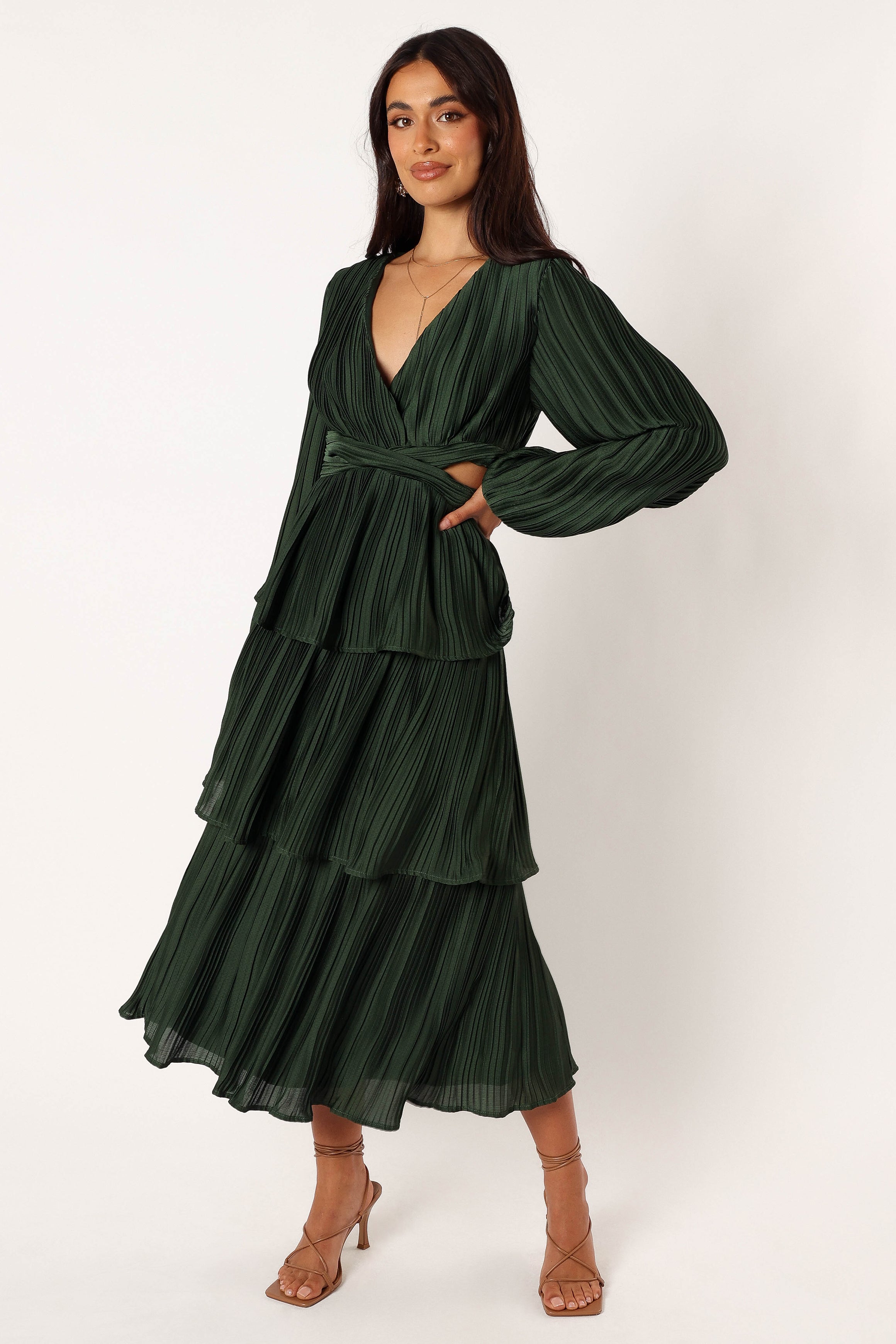 Pippa Long Sleeve Midi Dress - Emerald