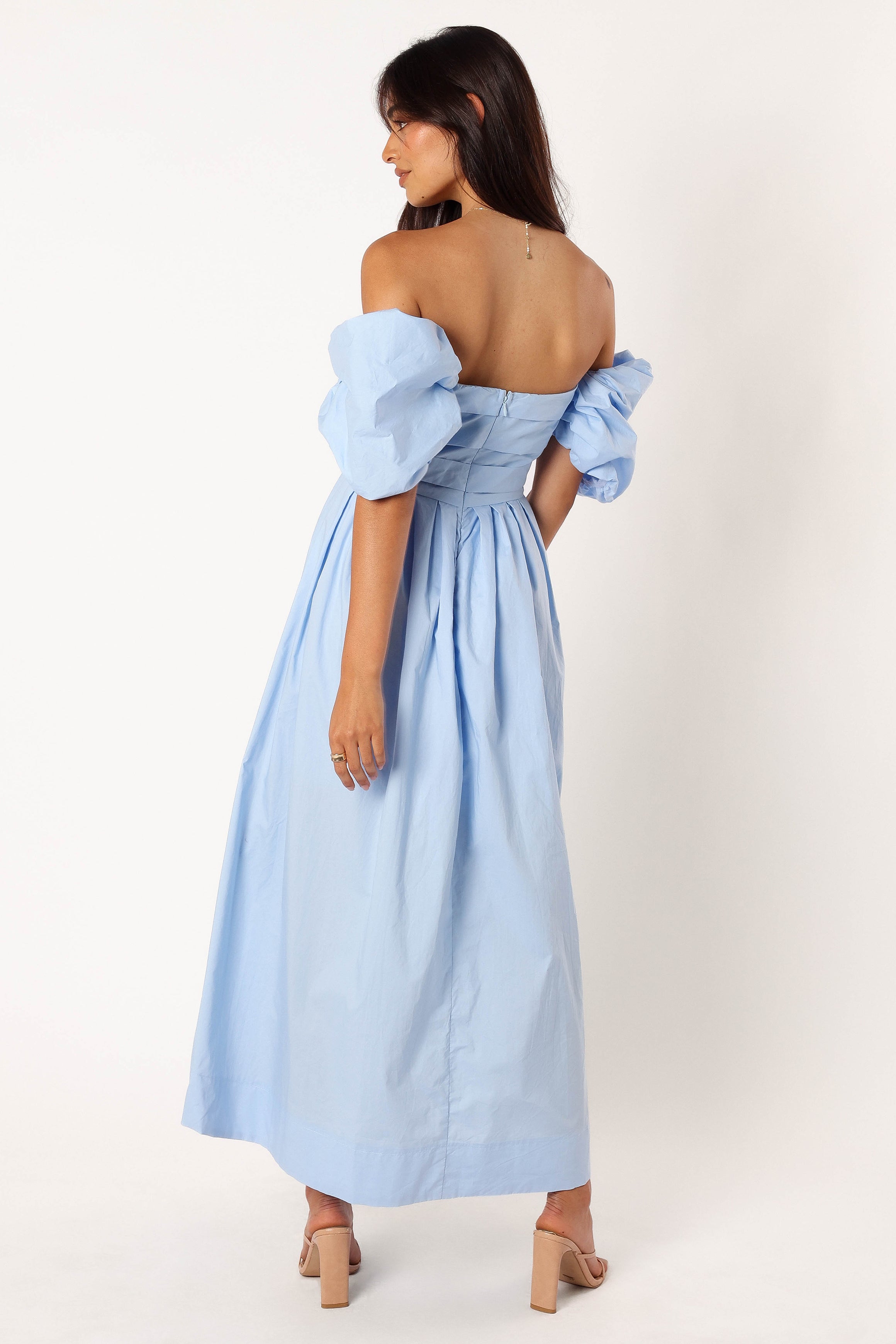 Solana Off Shoulder Midi Dress - Blue