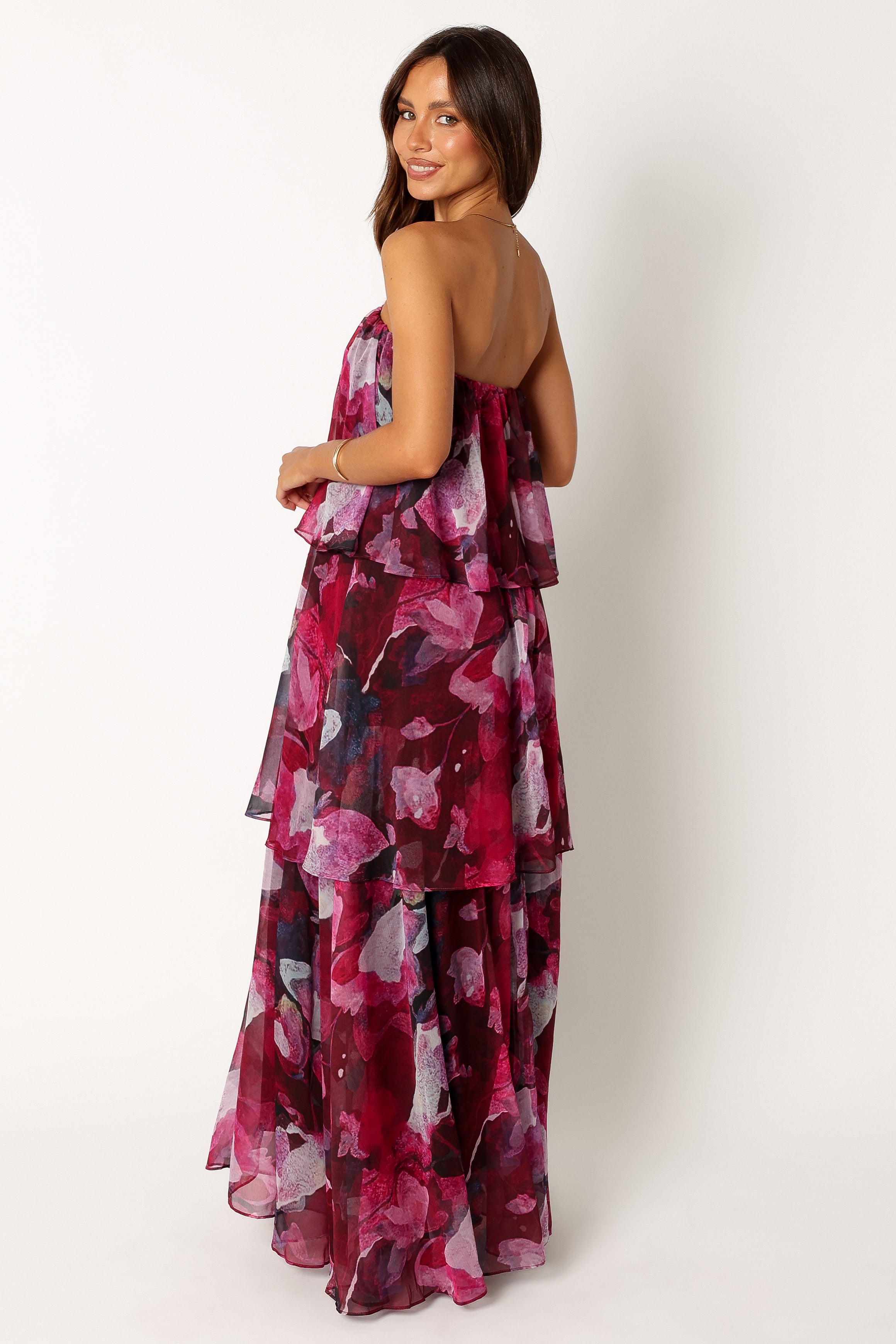 Bloom Strapless Maxi Dress - Purple Floral